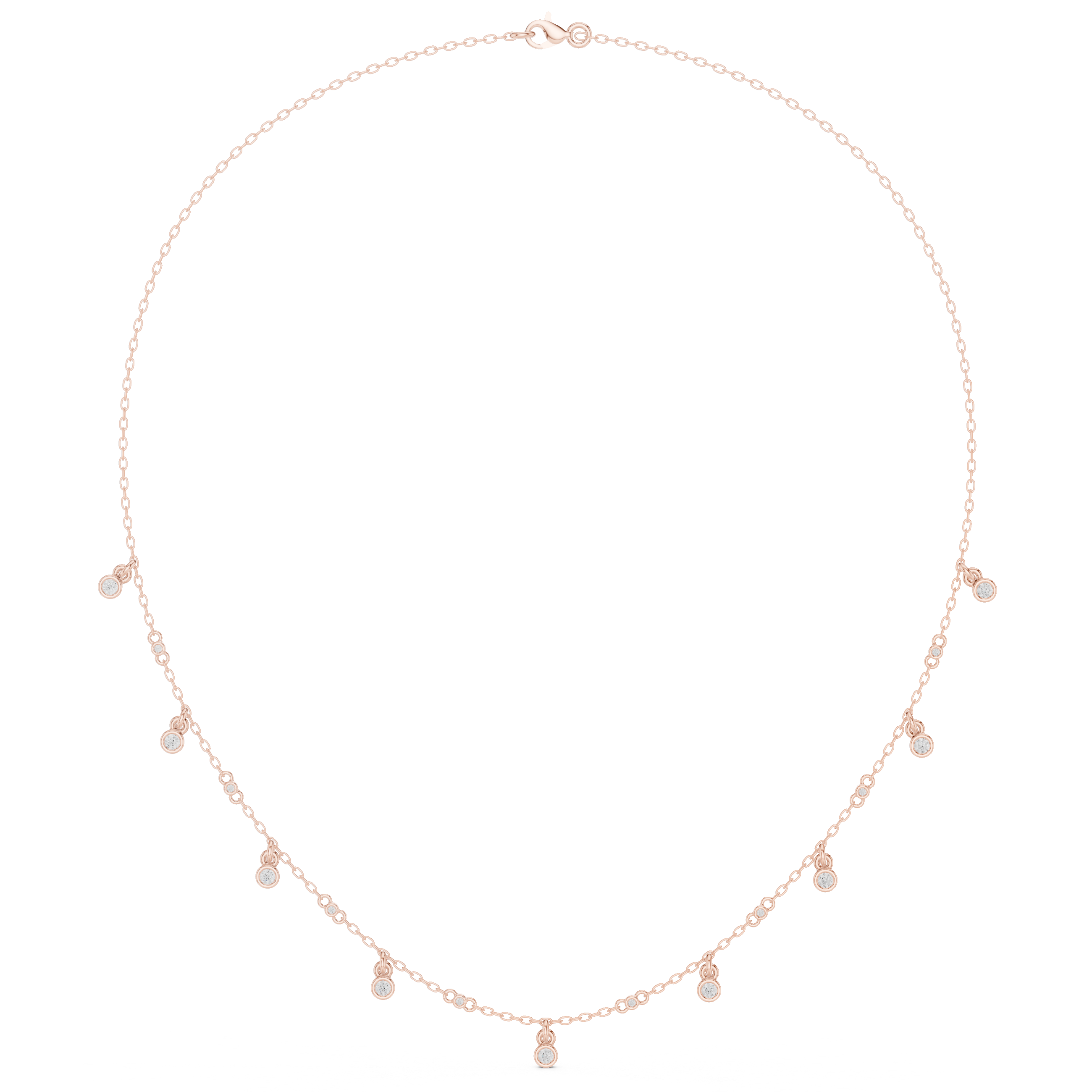 Dainty Bezel Drop Diamond Necklace – Minimal Charm Chain