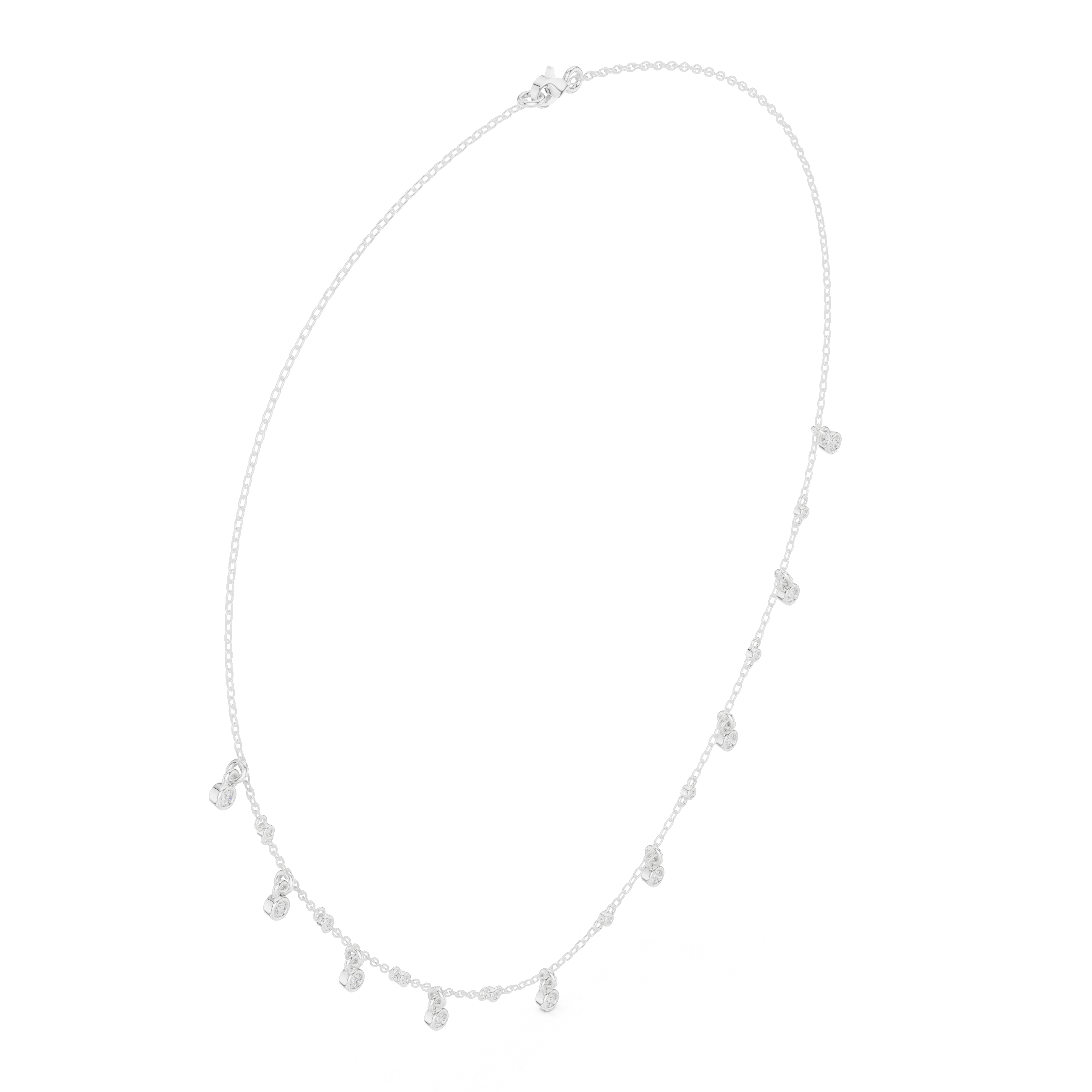Dainty Bezel Drop Diamond Necklace – Minimal Charm Chain
