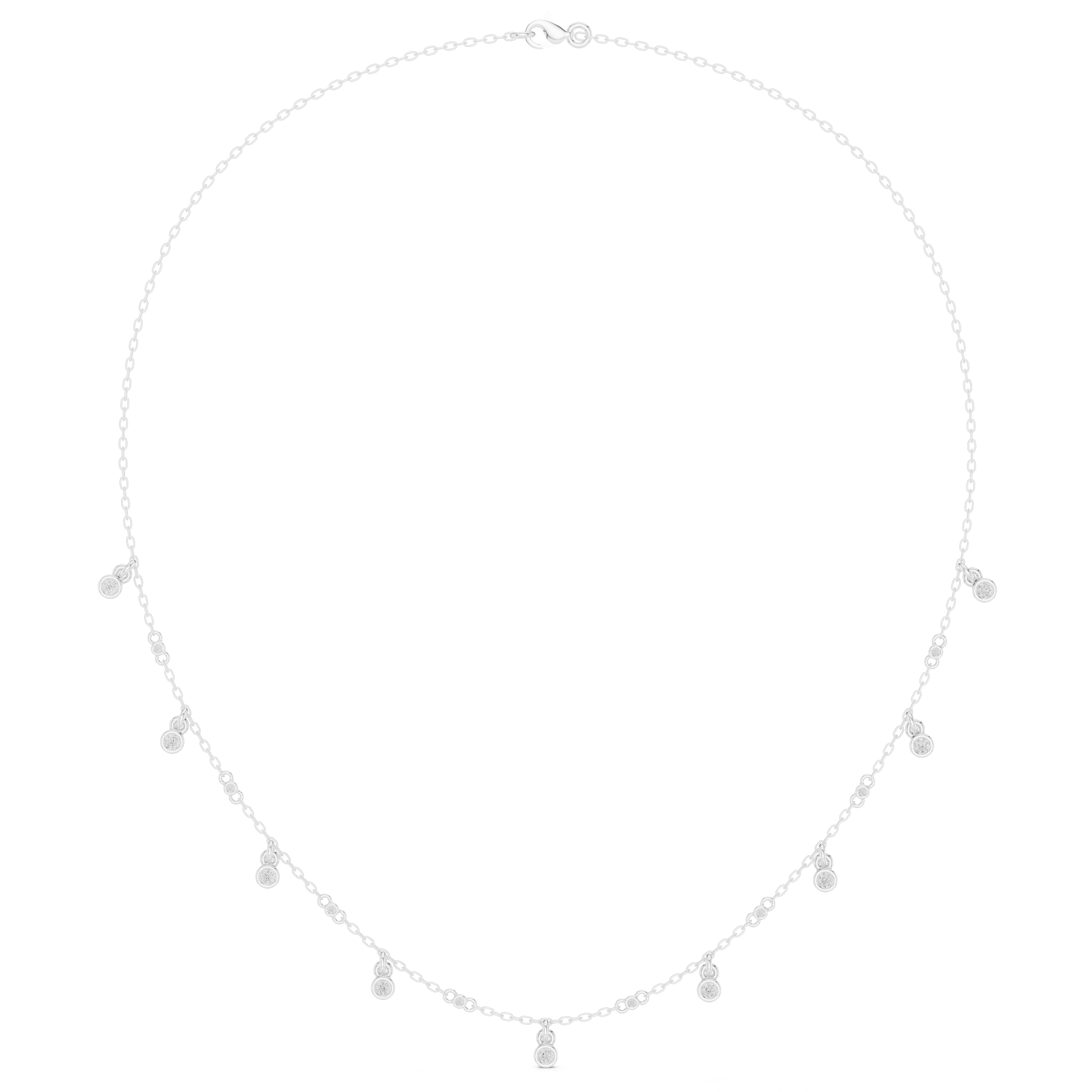 Dainty Bezel Drop Diamond Necklace – Minimal Charm Chain