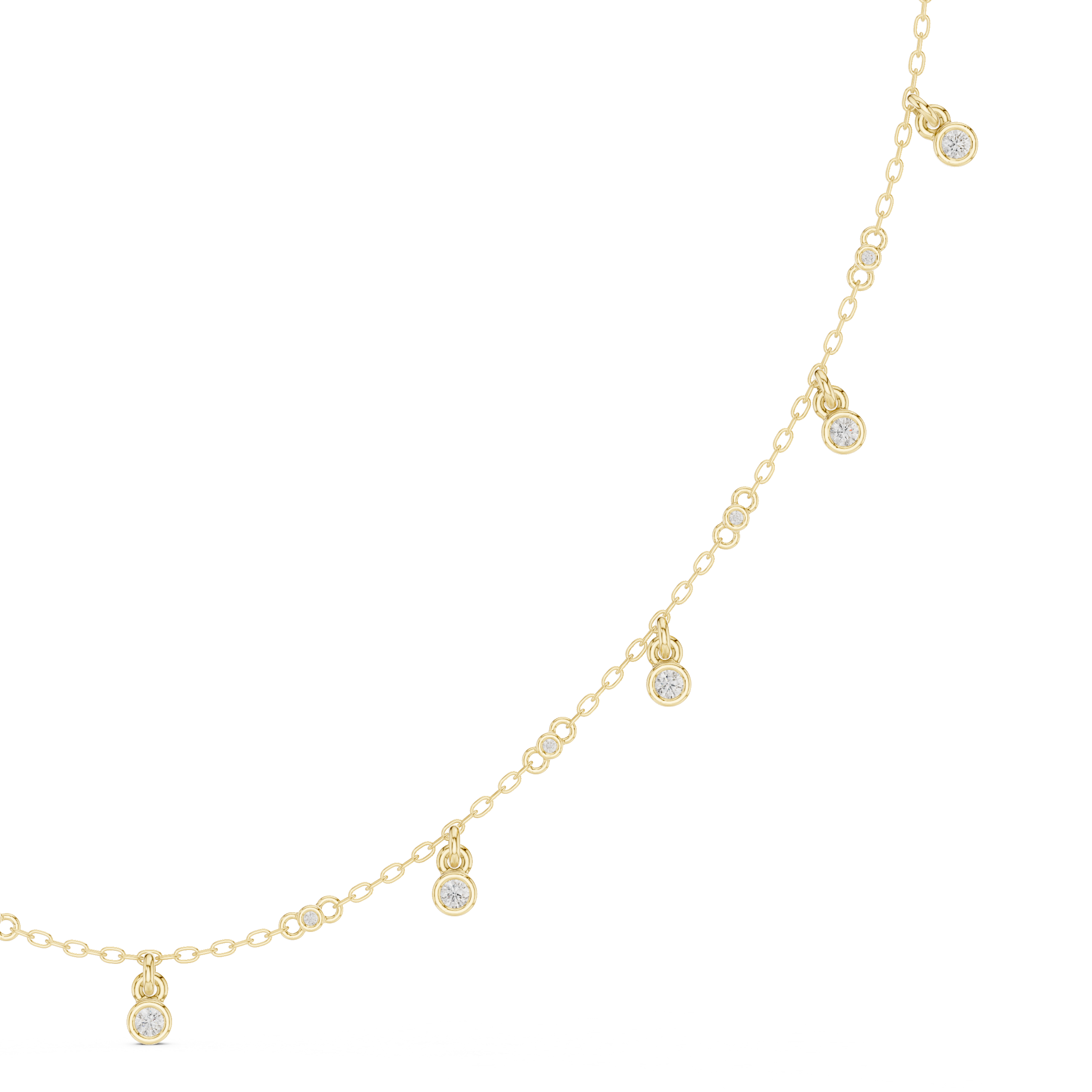 Dainty Bezel Drop Diamond Necklace – Minimal Charm Chain