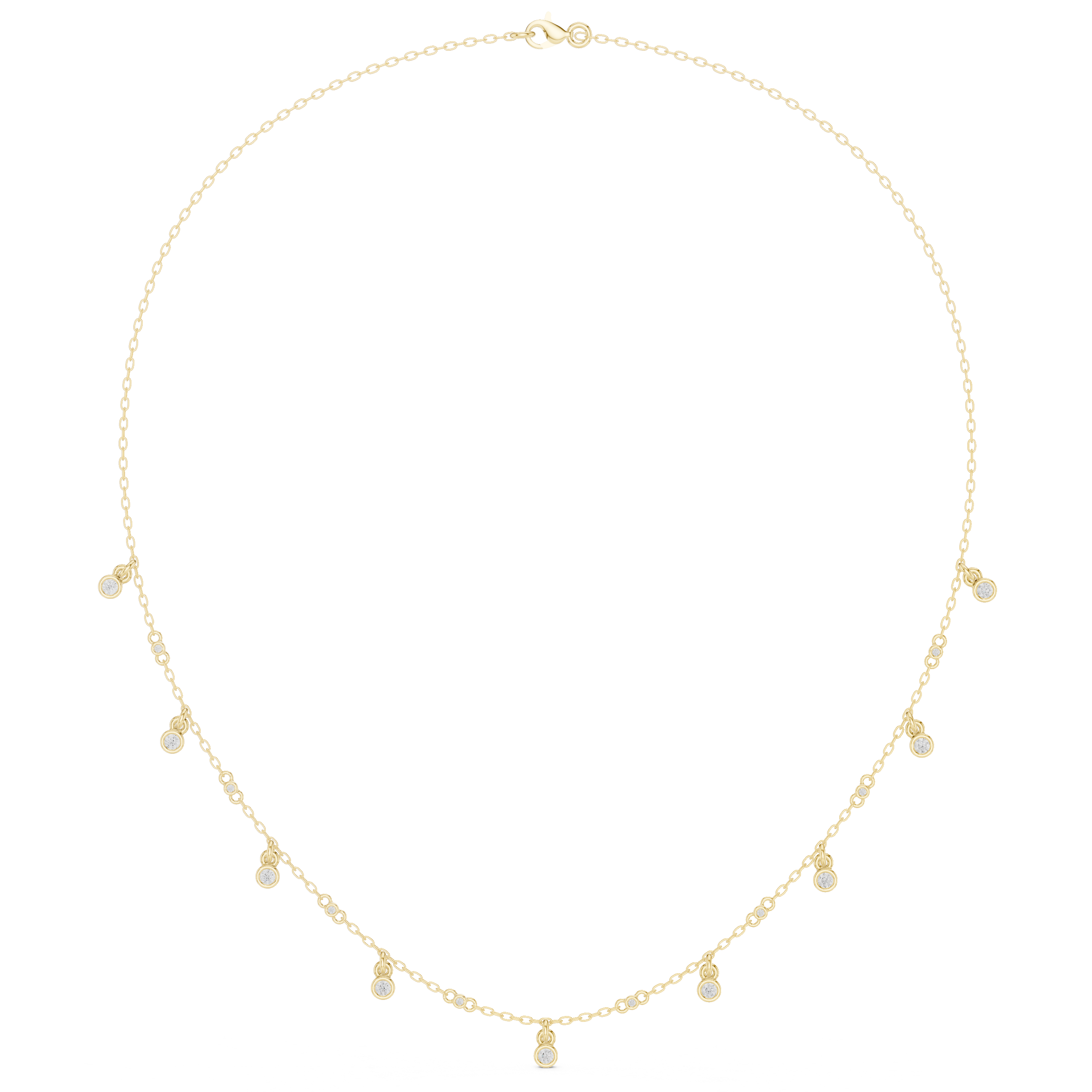 Dainty Bezel Drop Diamond Necklace – Minimal Charm Chain