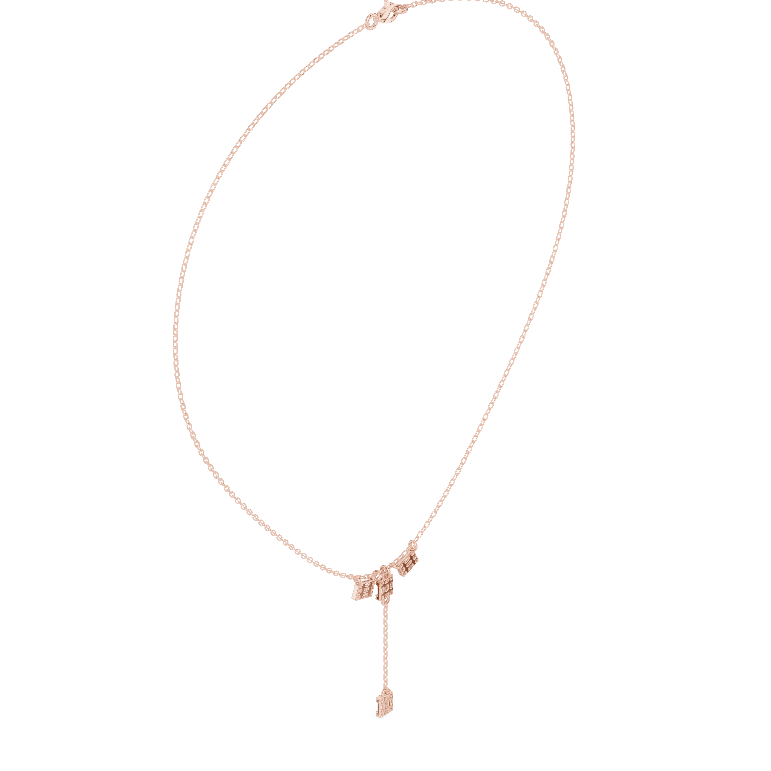 Geometric Drop Diamond Necklace – Baguette Charm Y Pendant