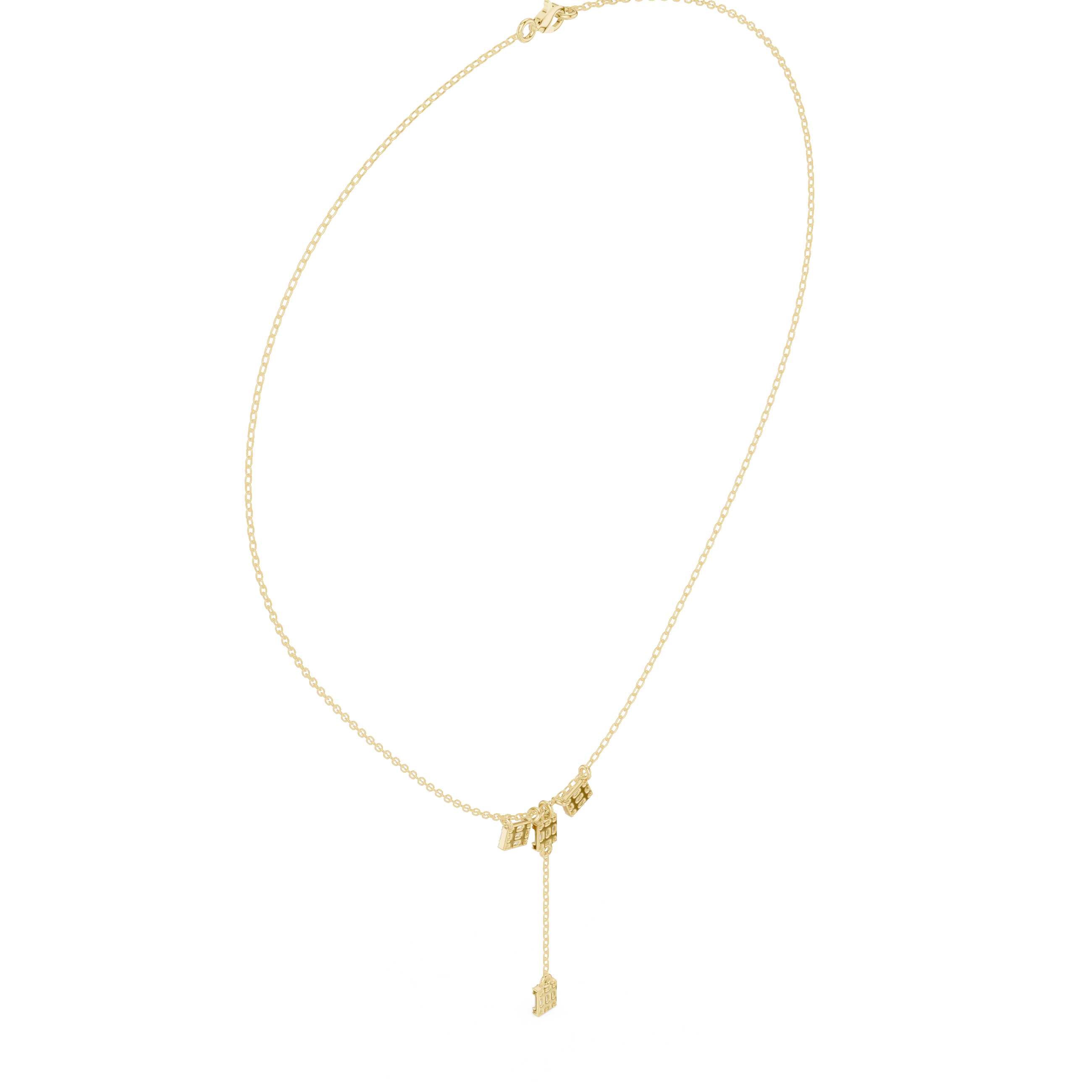 Geometric Drop Diamond Necklace – Baguette Charm Y Pendant