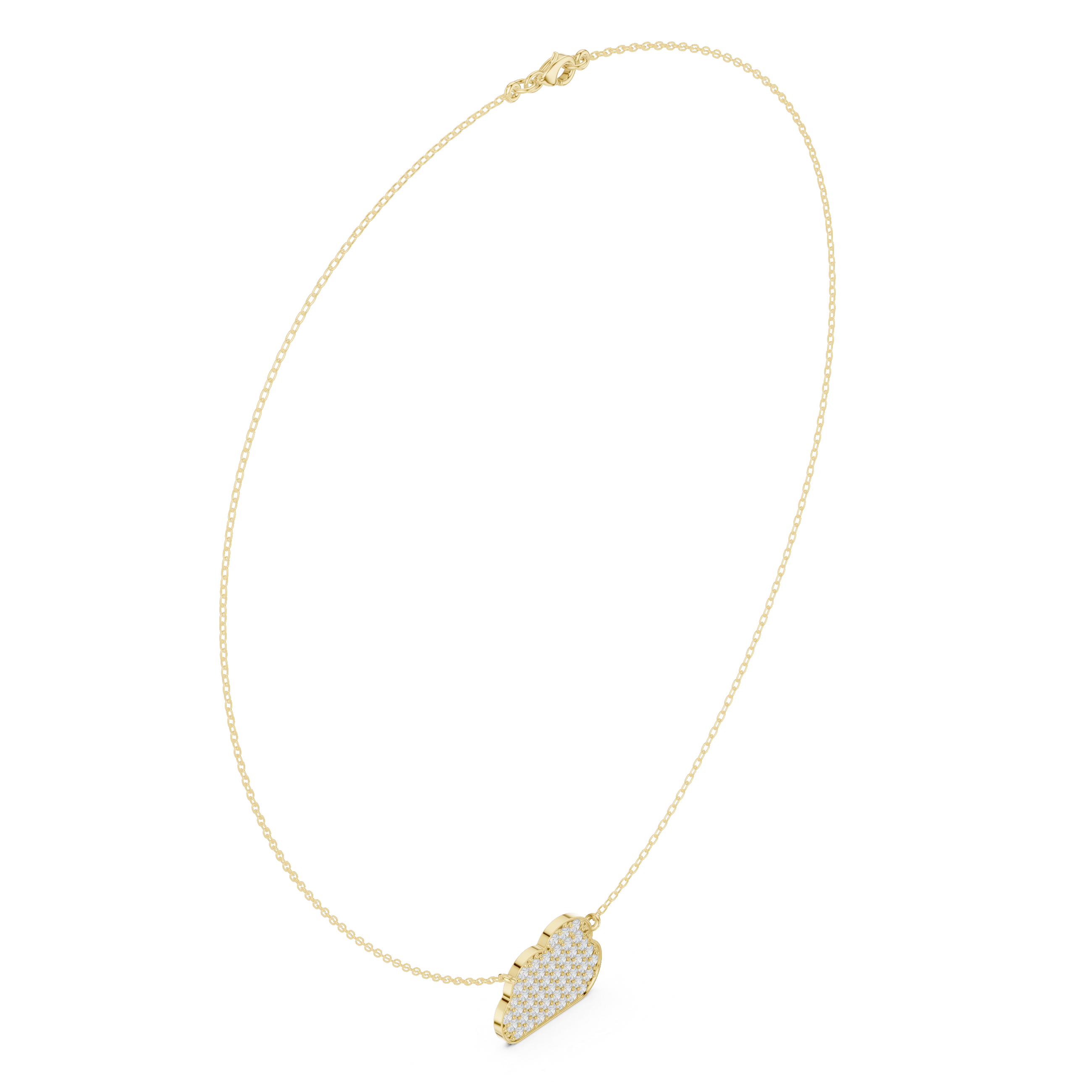 Cloud Diamond Necklace – Minimal Pavé Gold Pendant
