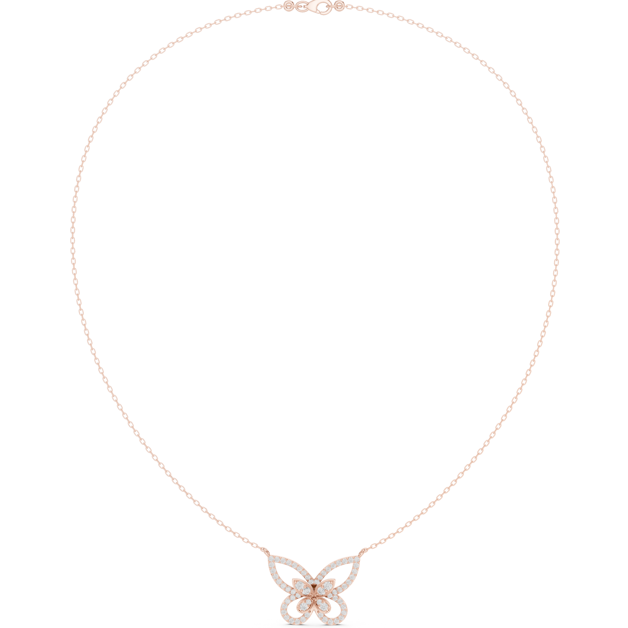 Butterfly Diamond Necklace – Elegant Pavé Nature Design