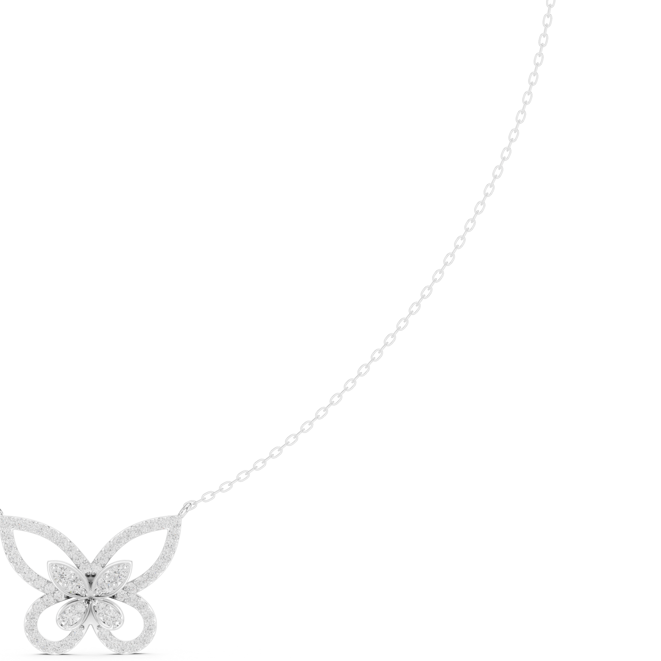 Butterfly Diamond Necklace – Elegant Pavé Nature Design