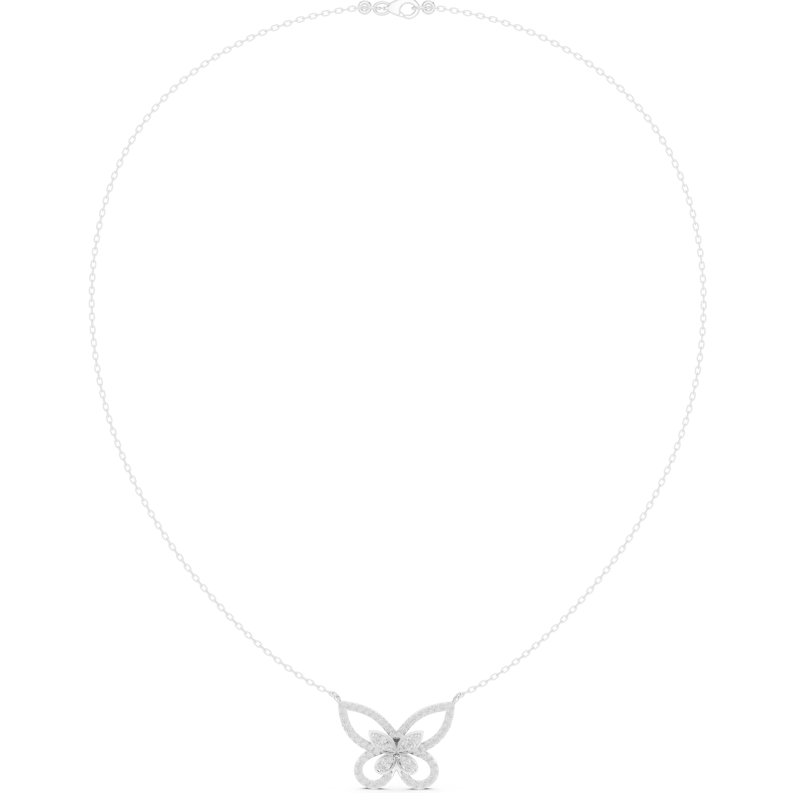 Butterfly Diamond Necklace – Elegant Pavé Nature Design