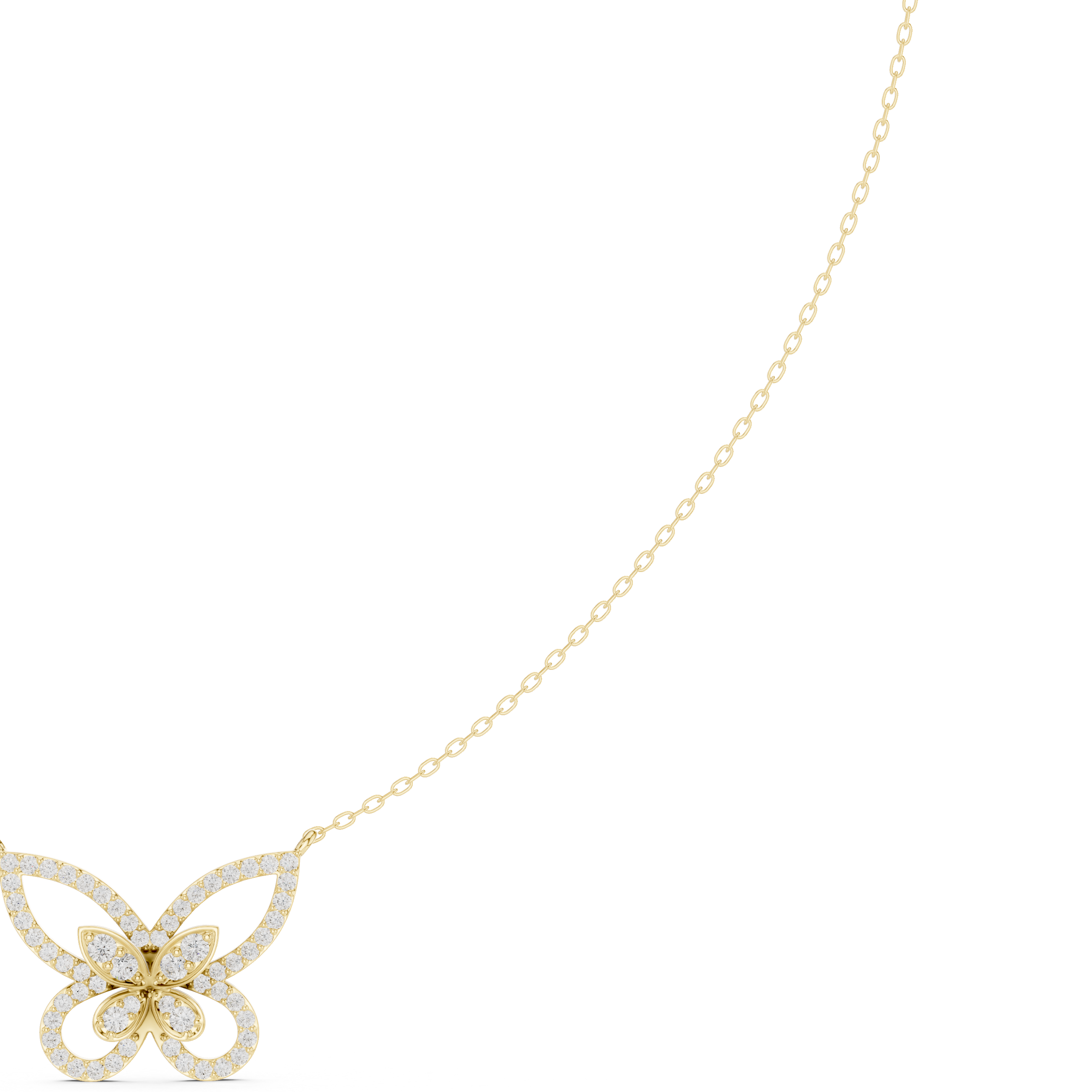 Butterfly Diamond Necklace – Elegant Pavé Nature Design