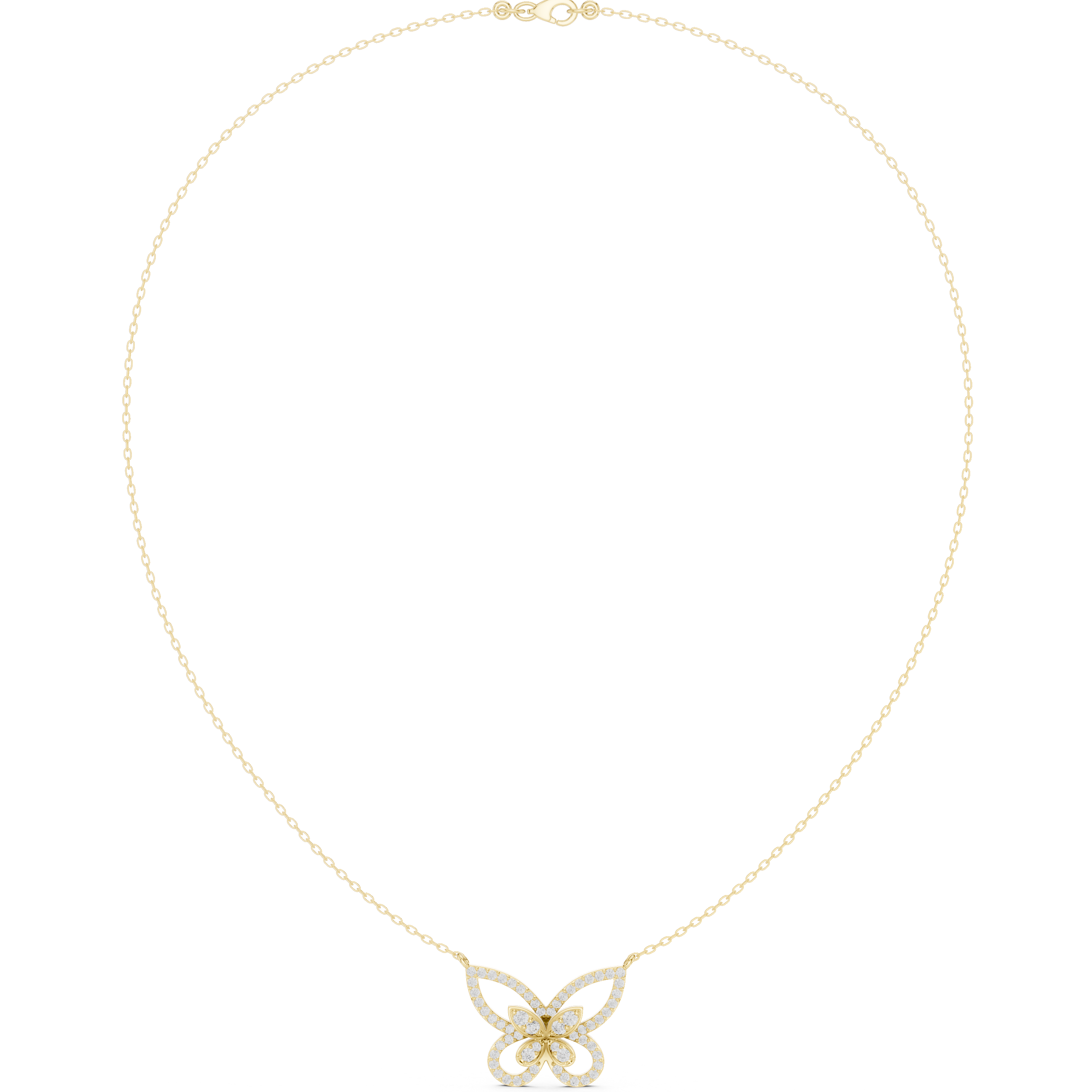 Butterfly Diamond Necklace – Elegant Pavé Nature Design