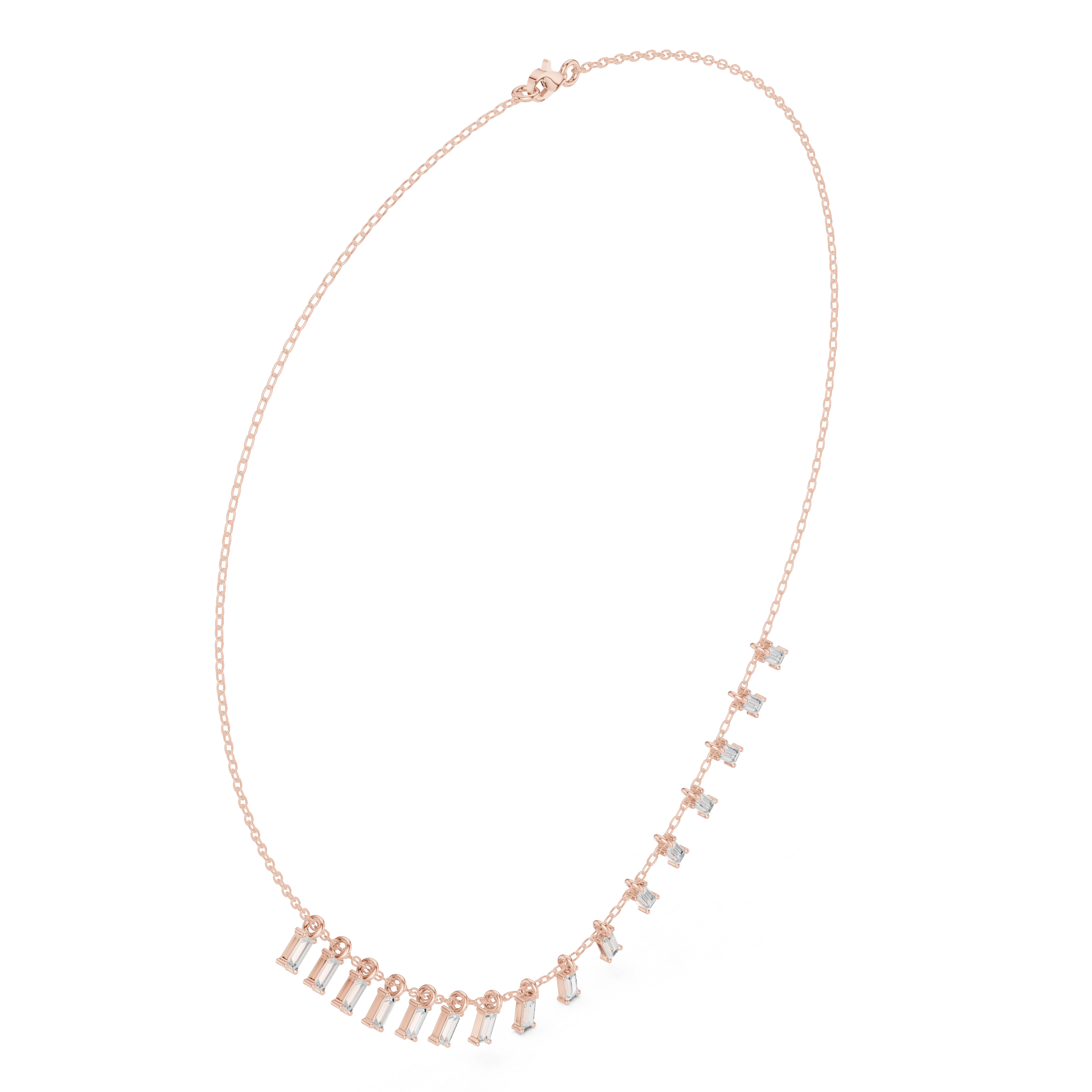 Baguette Drop Diamond Necklace – Modern Linear Elegance