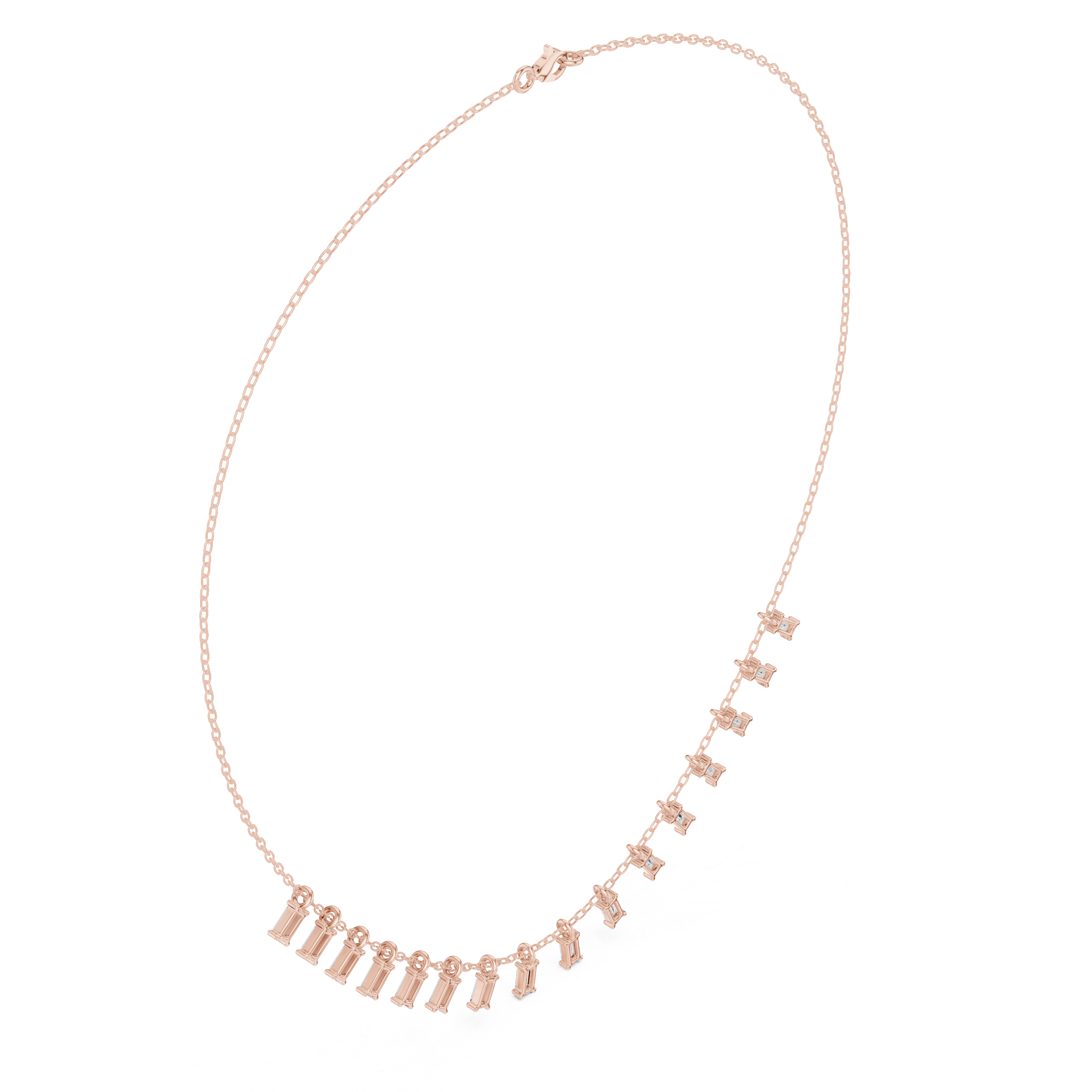 Baguette Drop Diamond Necklace – Modern Linear Elegance