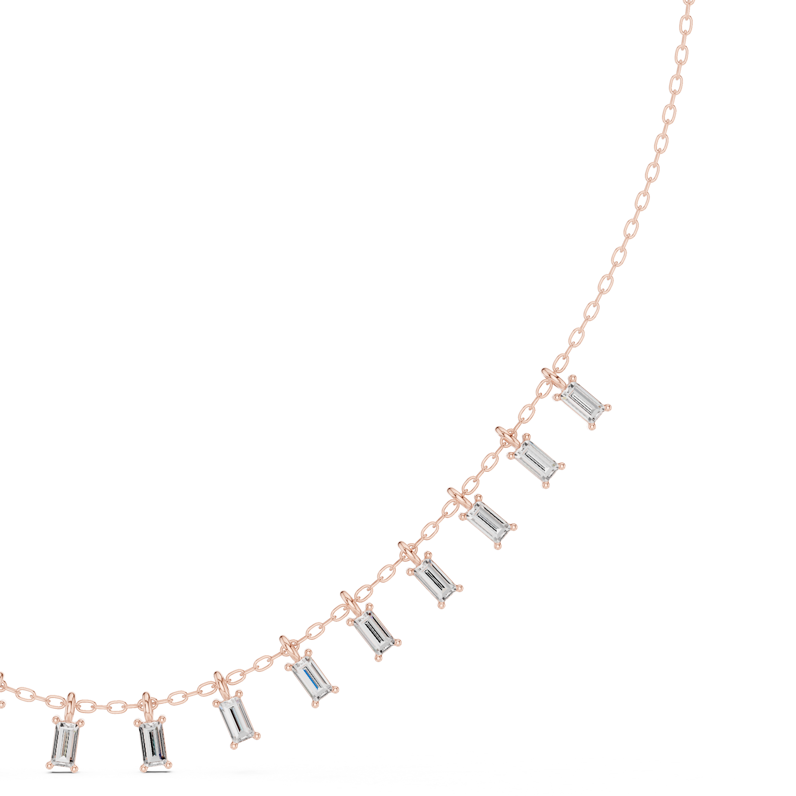 Baguette Drop Diamond Necklace – Modern Linear Elegance