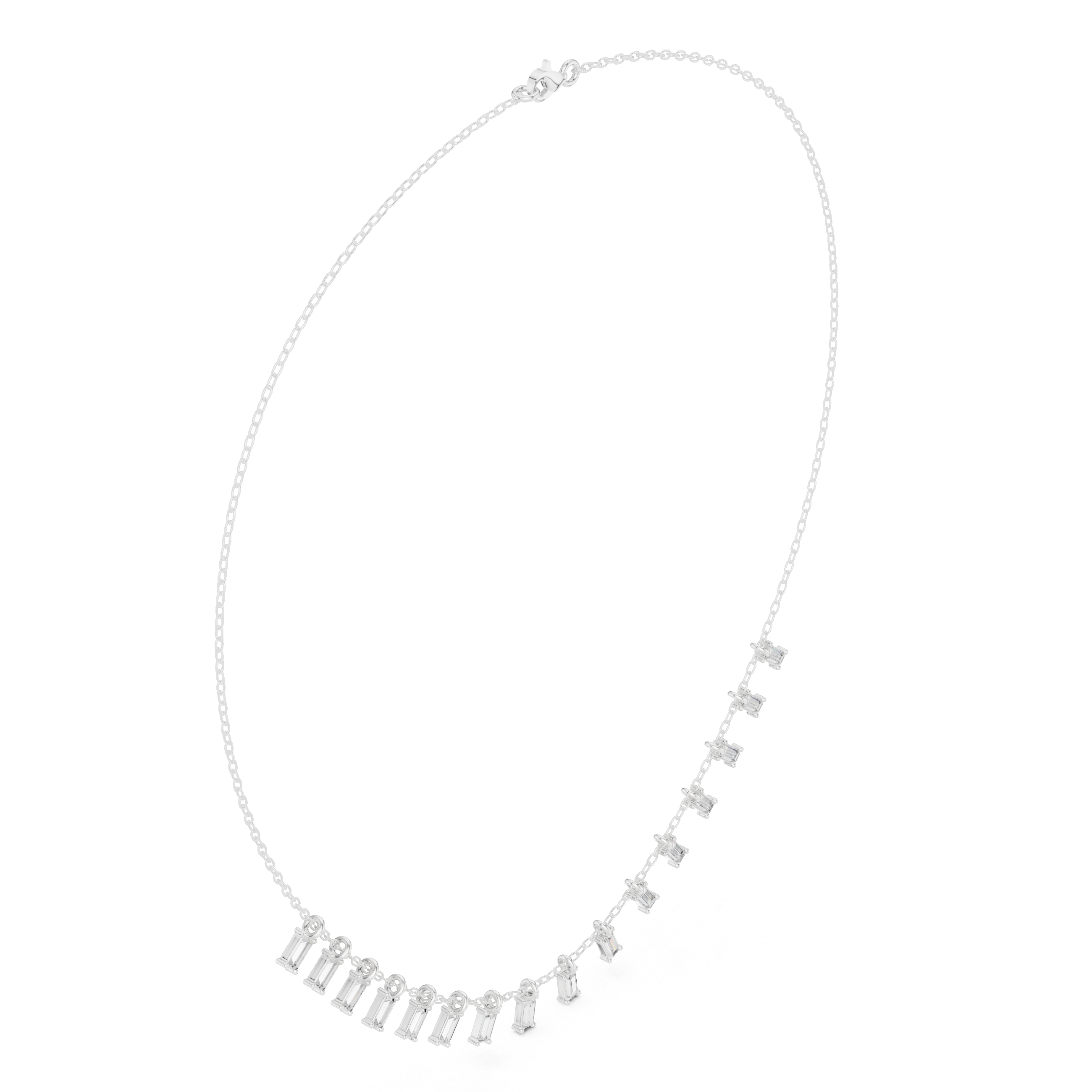 Baguette Drop Diamond Necklace – Modern Linear Elegance