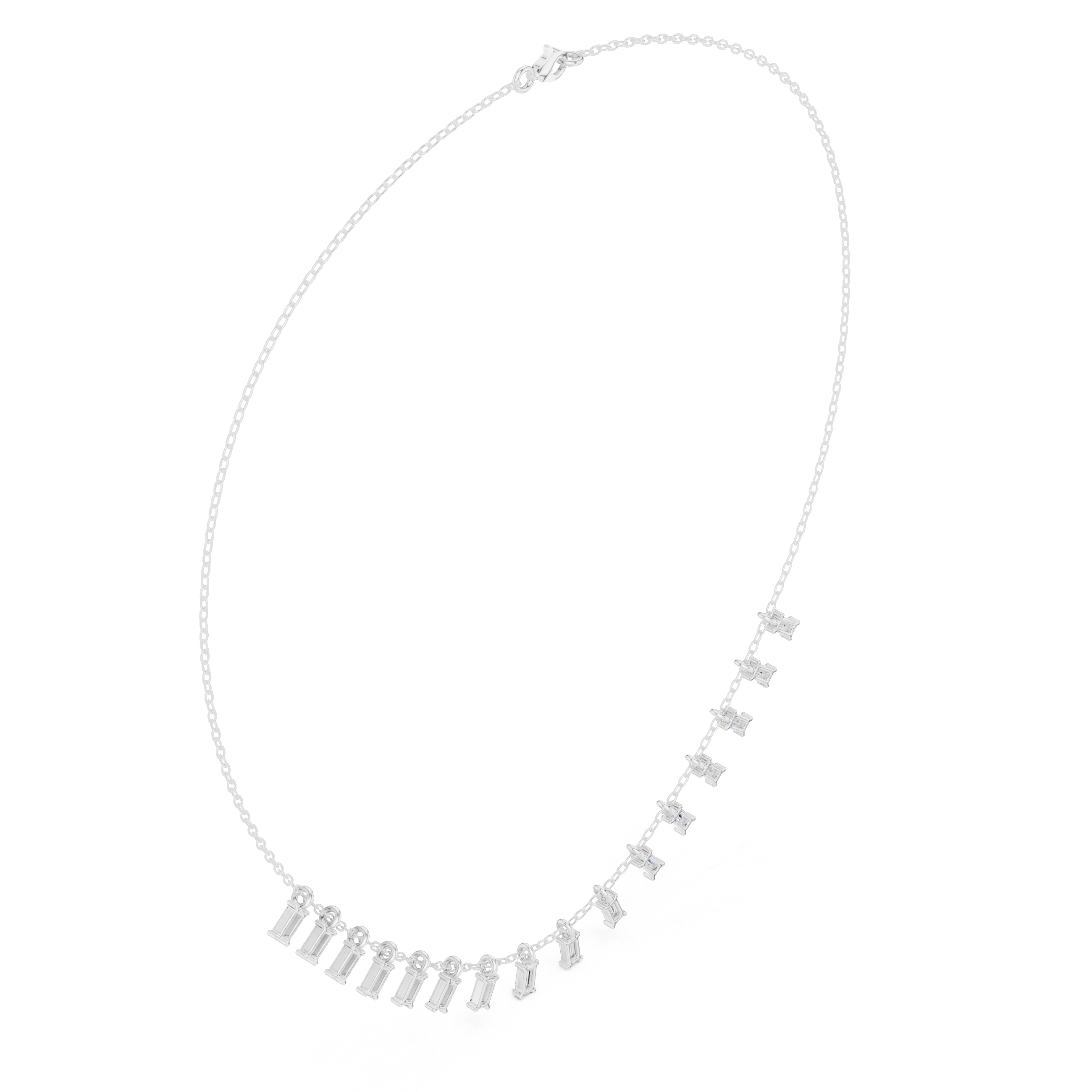 Baguette Drop Diamond Necklace – Modern Linear Elegance