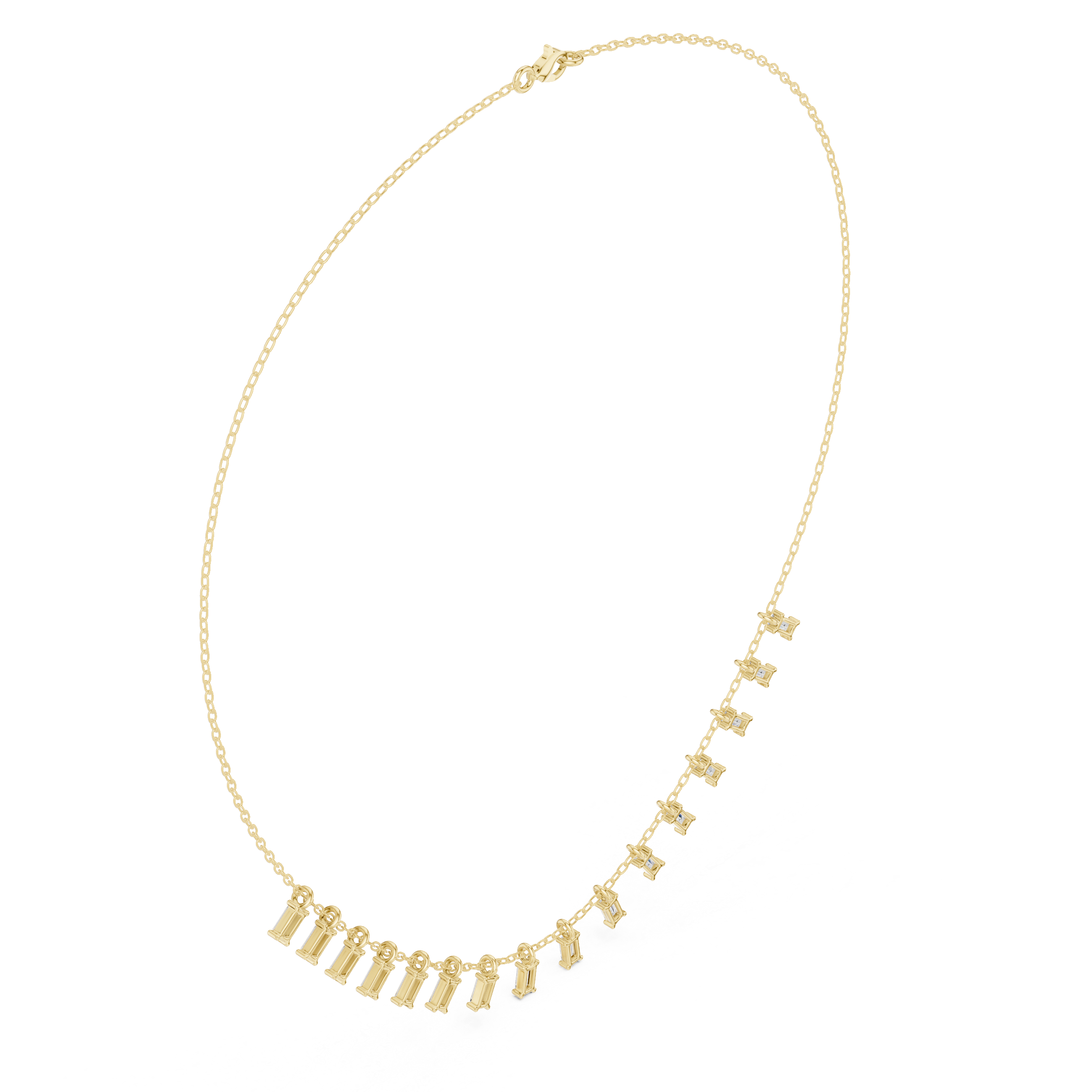 Baguette Drop Diamond Necklace – Modern Linear Elegance