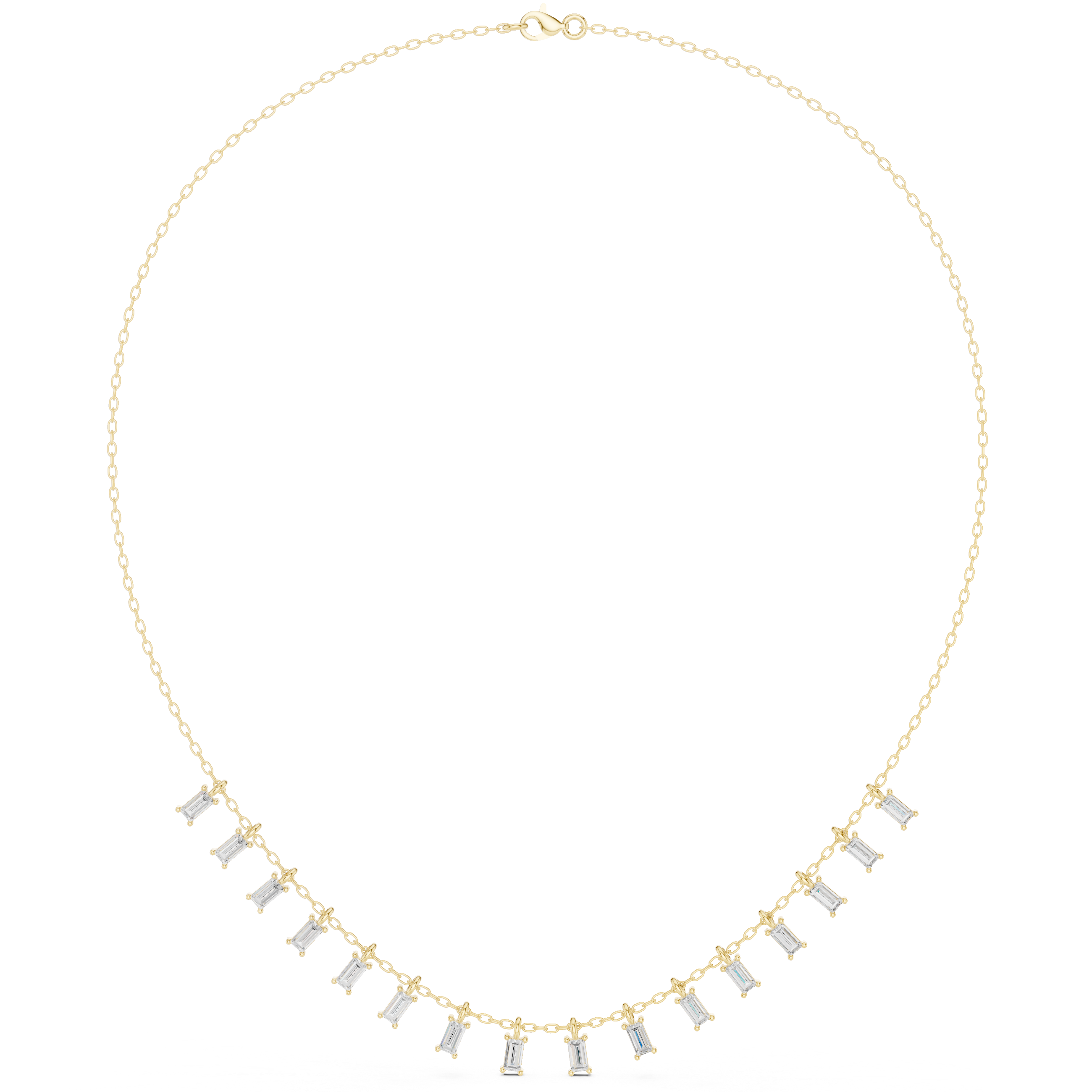 Baguette Drop Diamond Necklace – Modern Linear Elegance