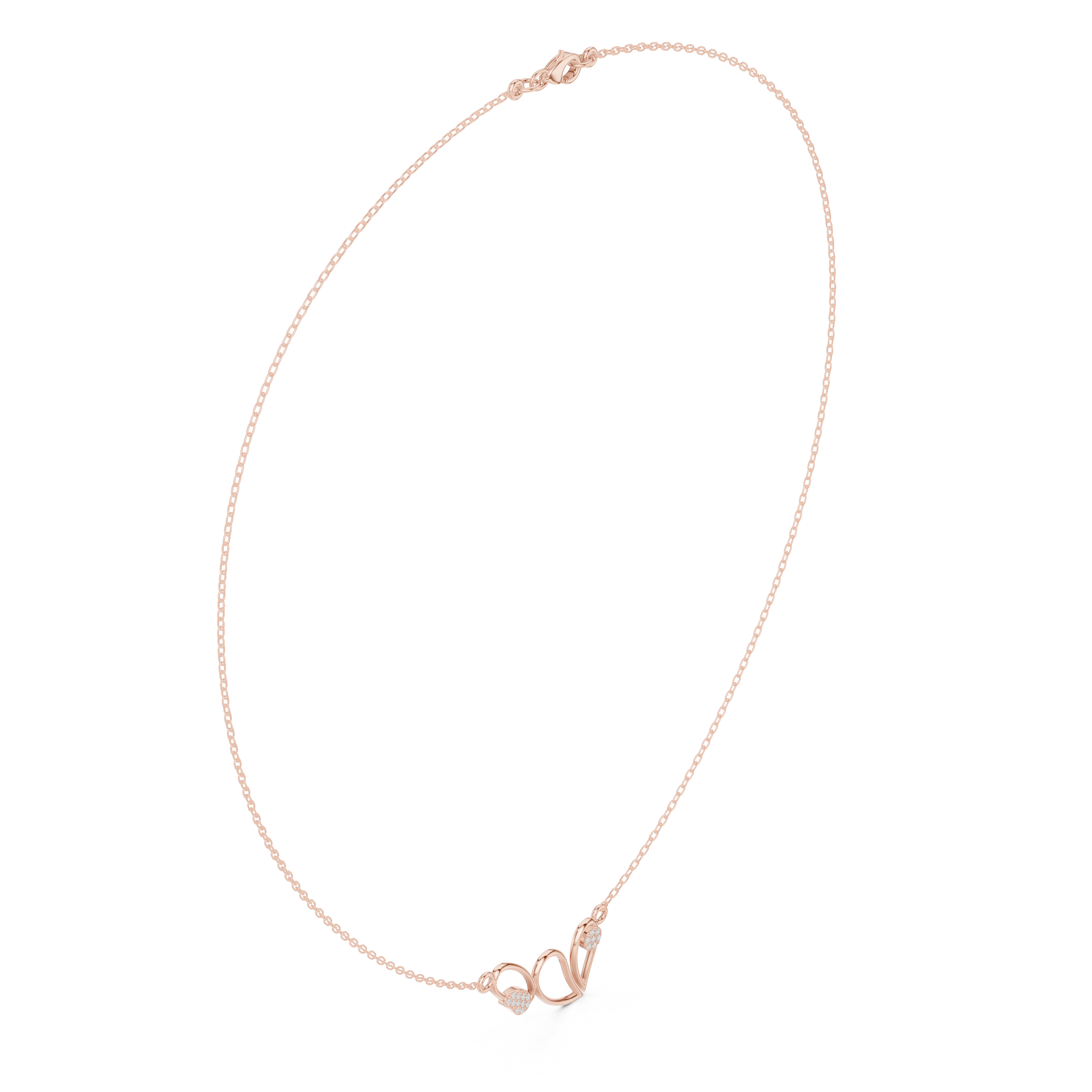 Minimal Heart Curve Diamond Necklace – Elegant Romantic Design