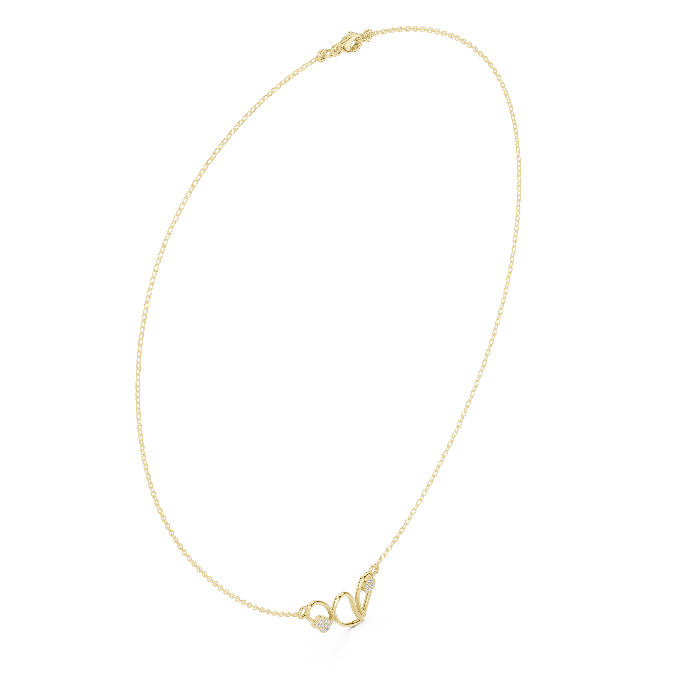 Minimal Heart Curve Diamond Necklace – Elegant Romantic Design