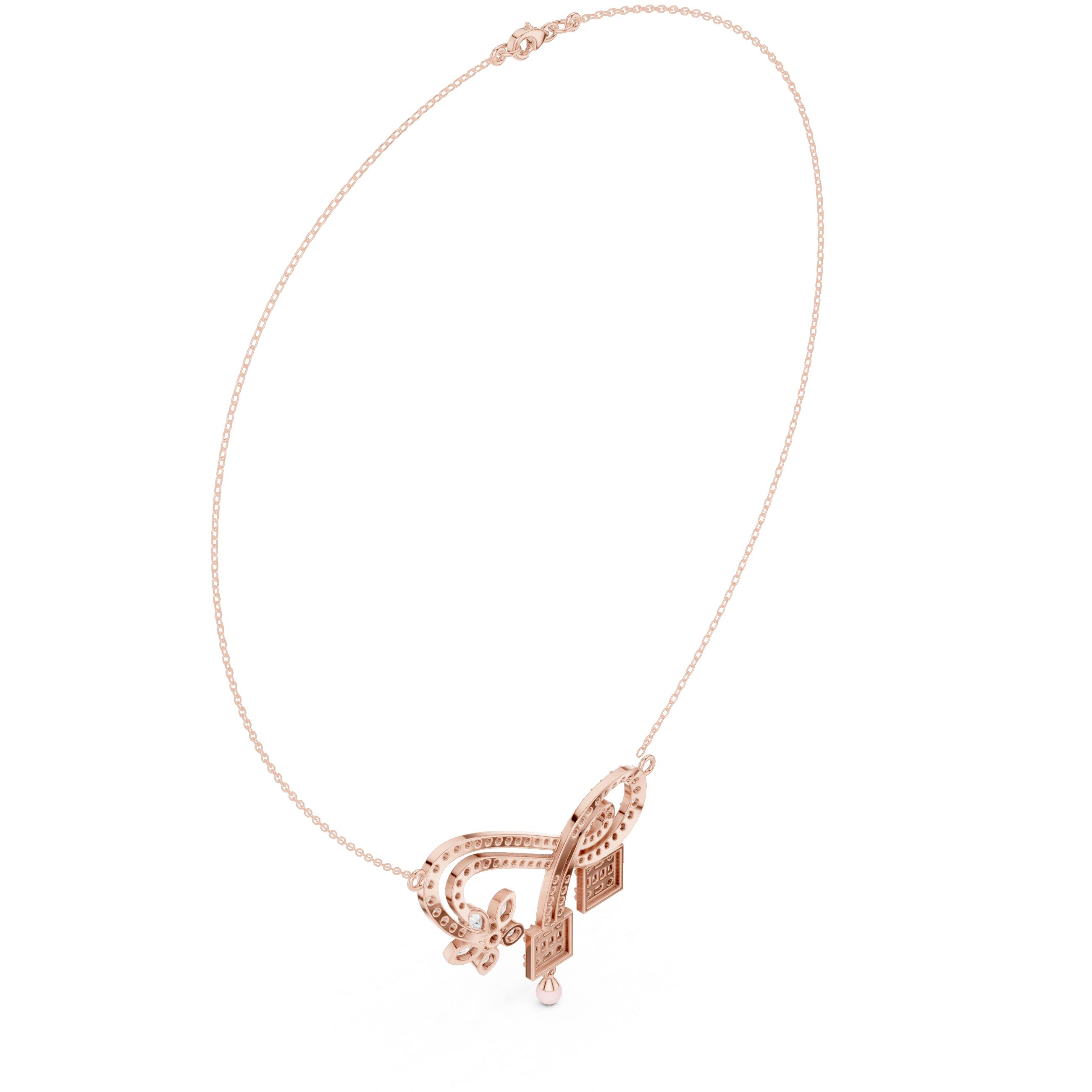 Infinity Floral Diamond Pendant Necklace – Elegant Symbolic Design