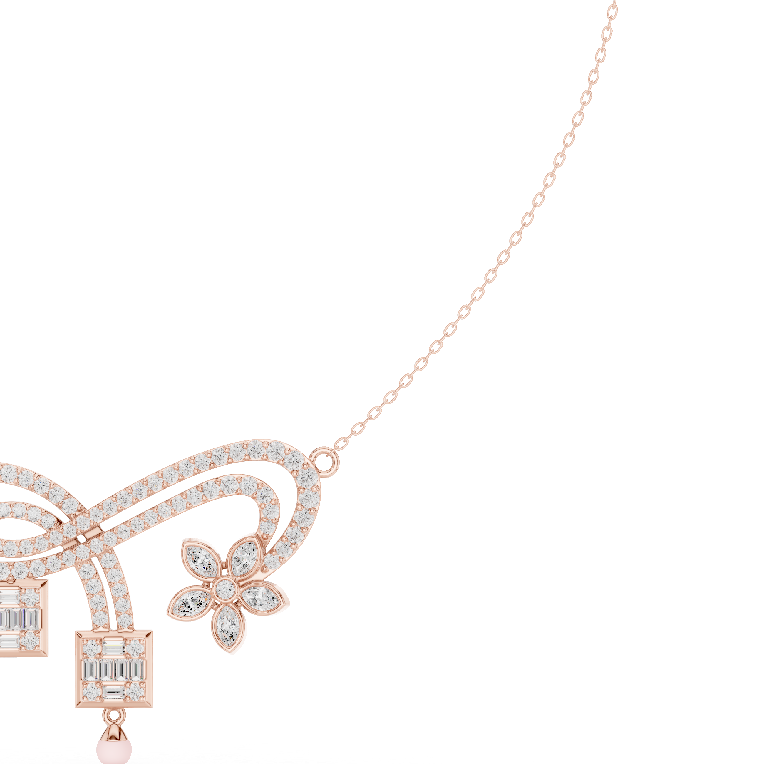 Infinity Floral Diamond Pendant Necklace – Elegant Symbolic Design