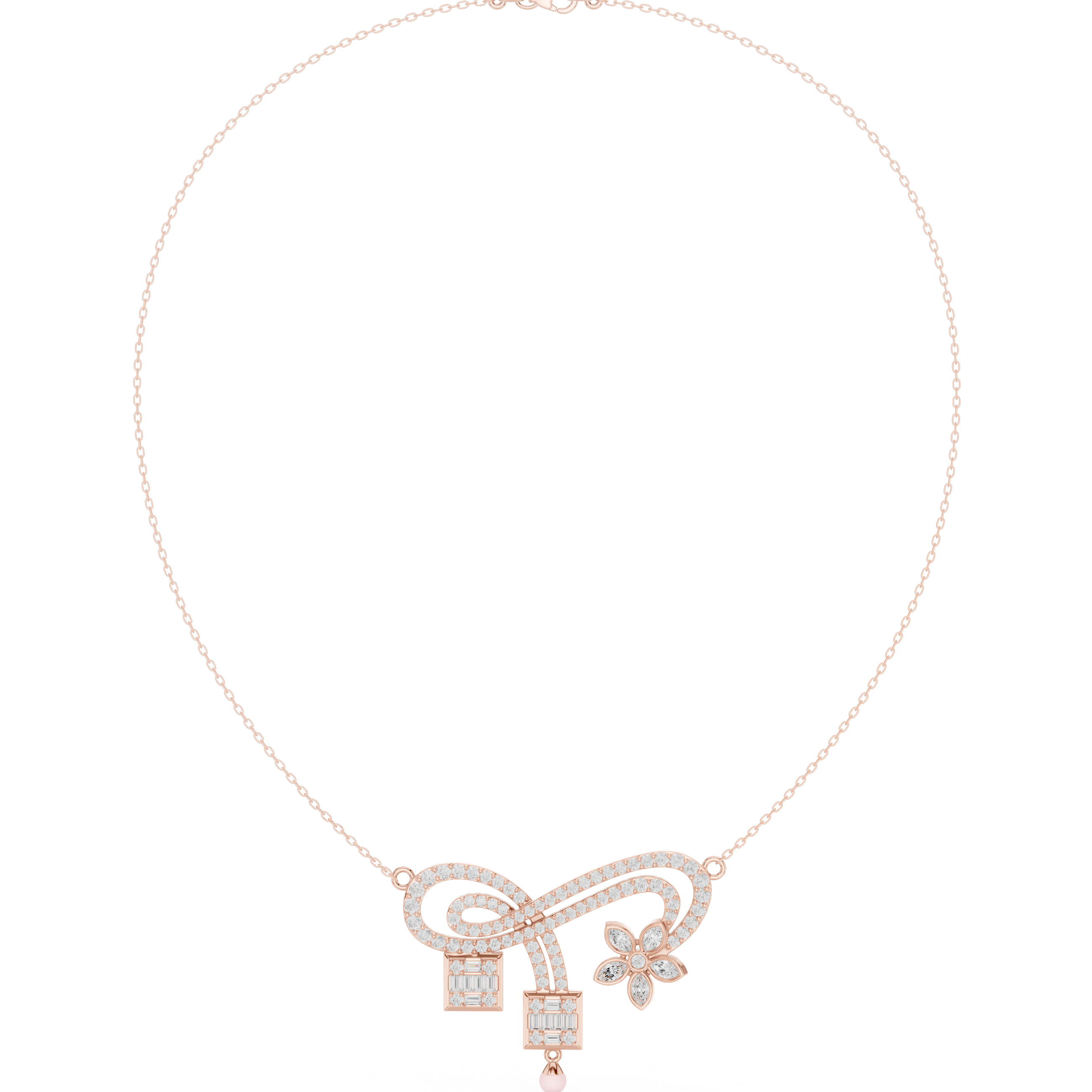 Infinity Floral Diamond Pendant Necklace – Elegant Symbolic Design