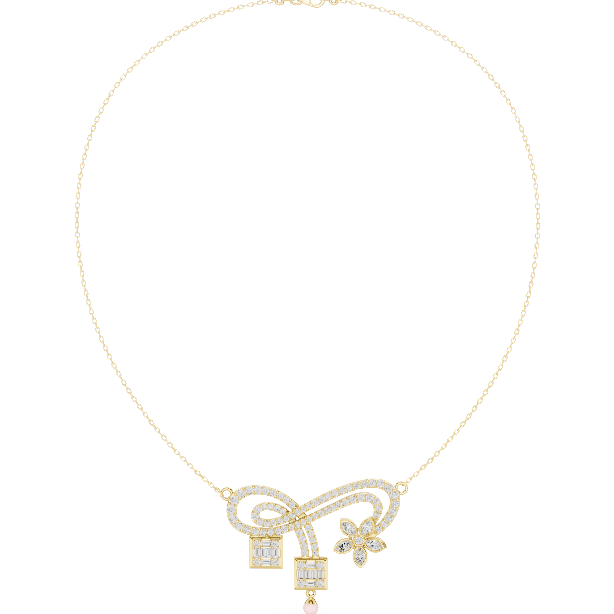 Infinity Floral Diamond Pendant Necklace – Elegant Symbolic Design