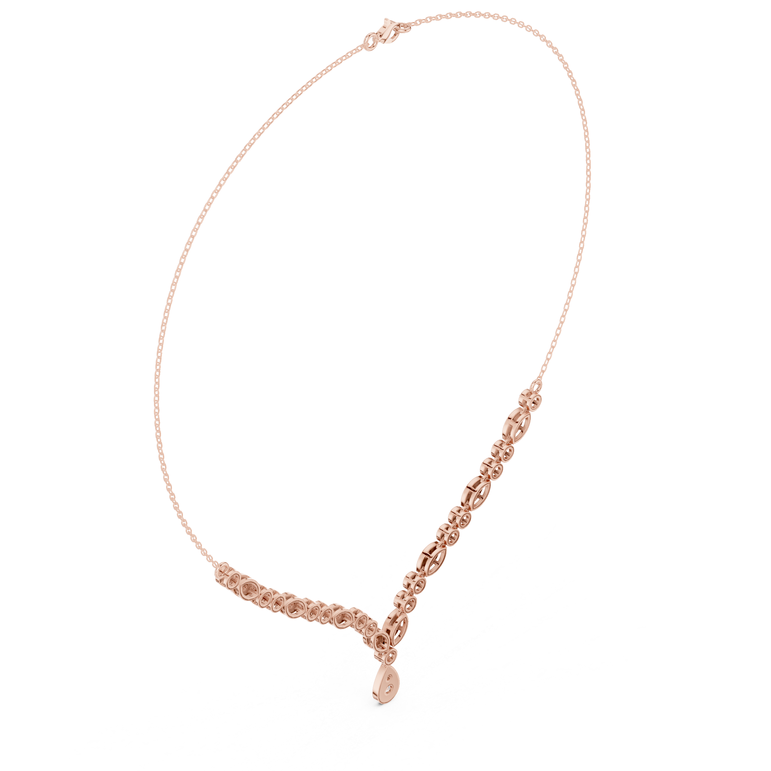 Marquise & Round Diamond Necklace with Teardrop Pendant