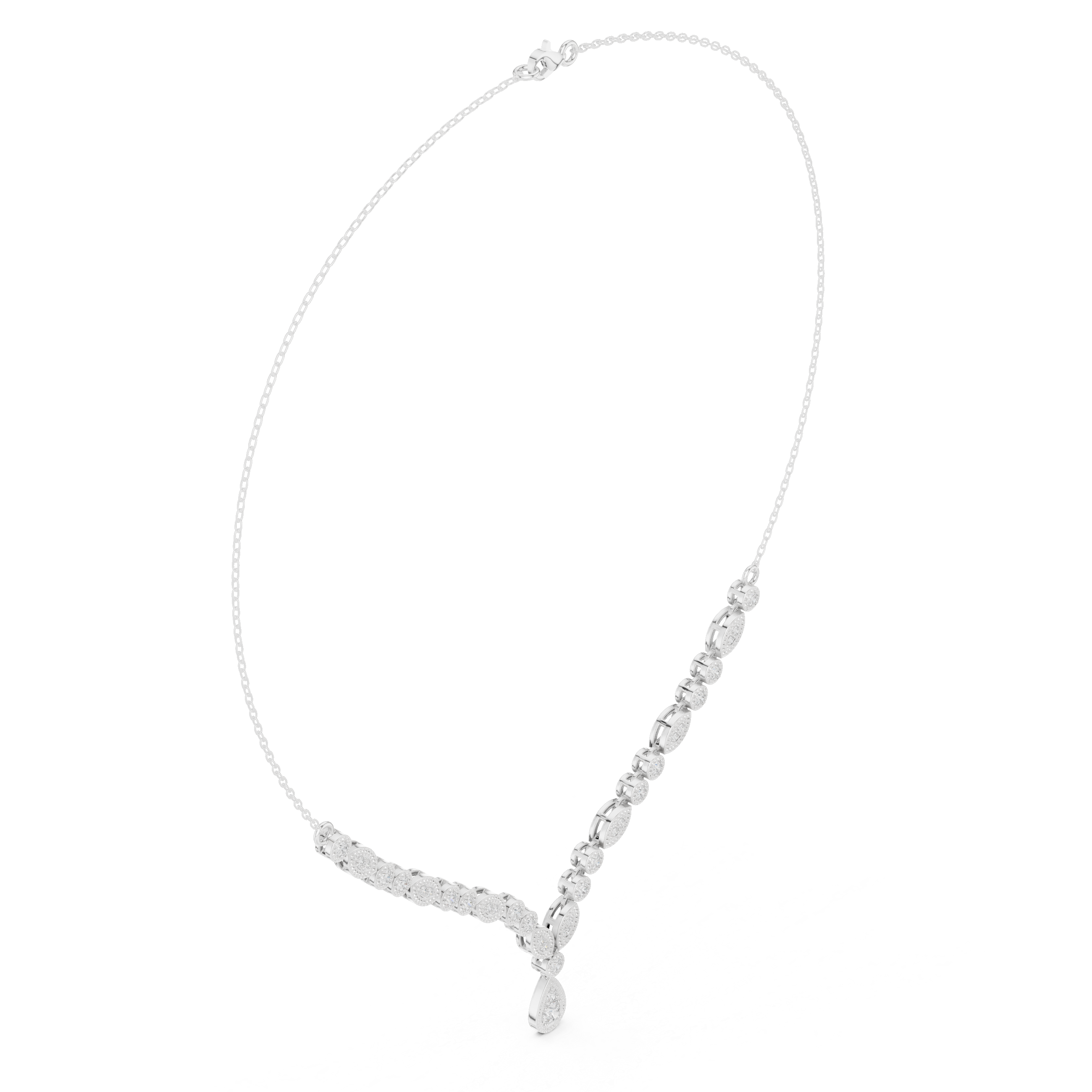 Marquise & Round Diamond Necklace with Teardrop Pendant