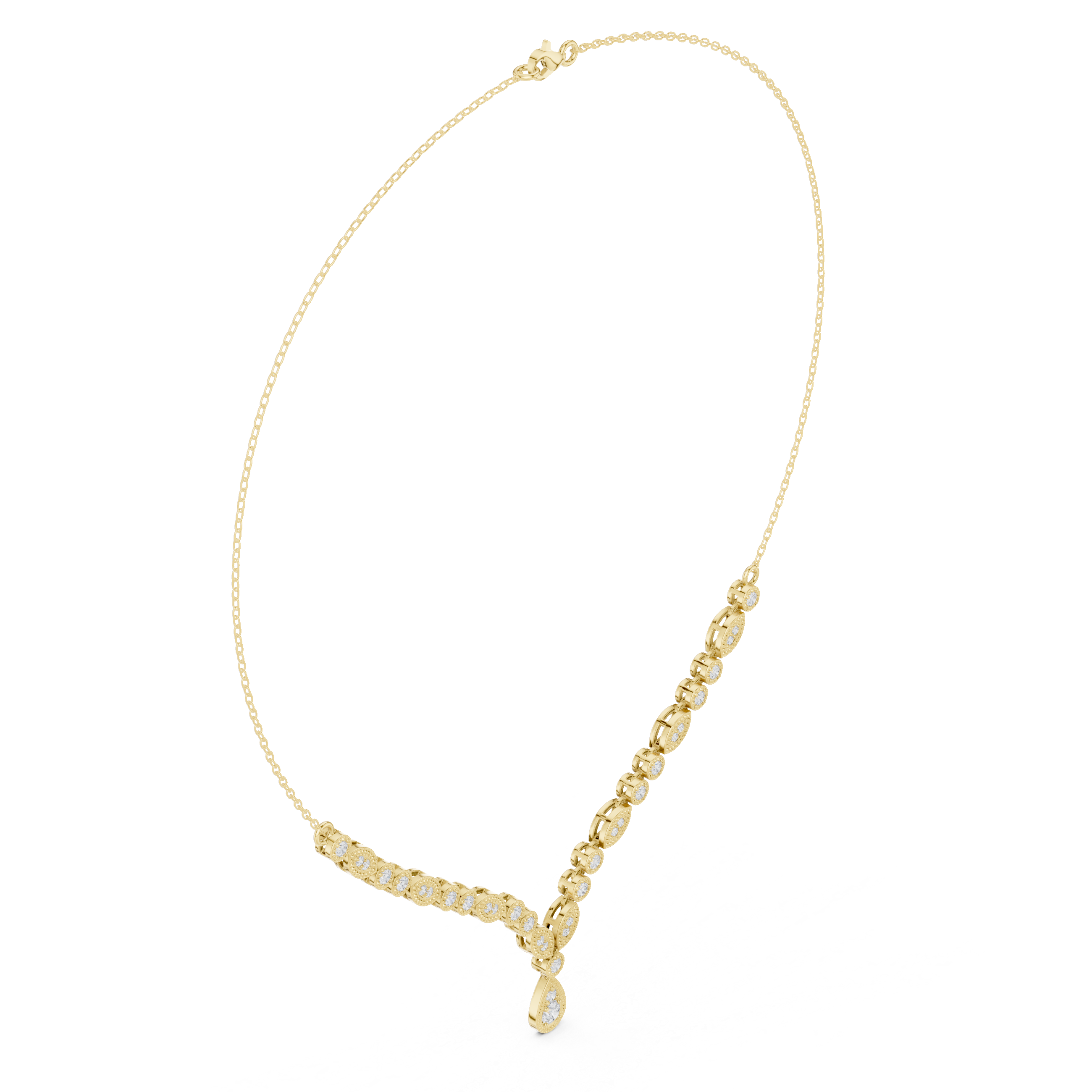 Marquise & Round Diamond Necklace with Teardrop Pendant