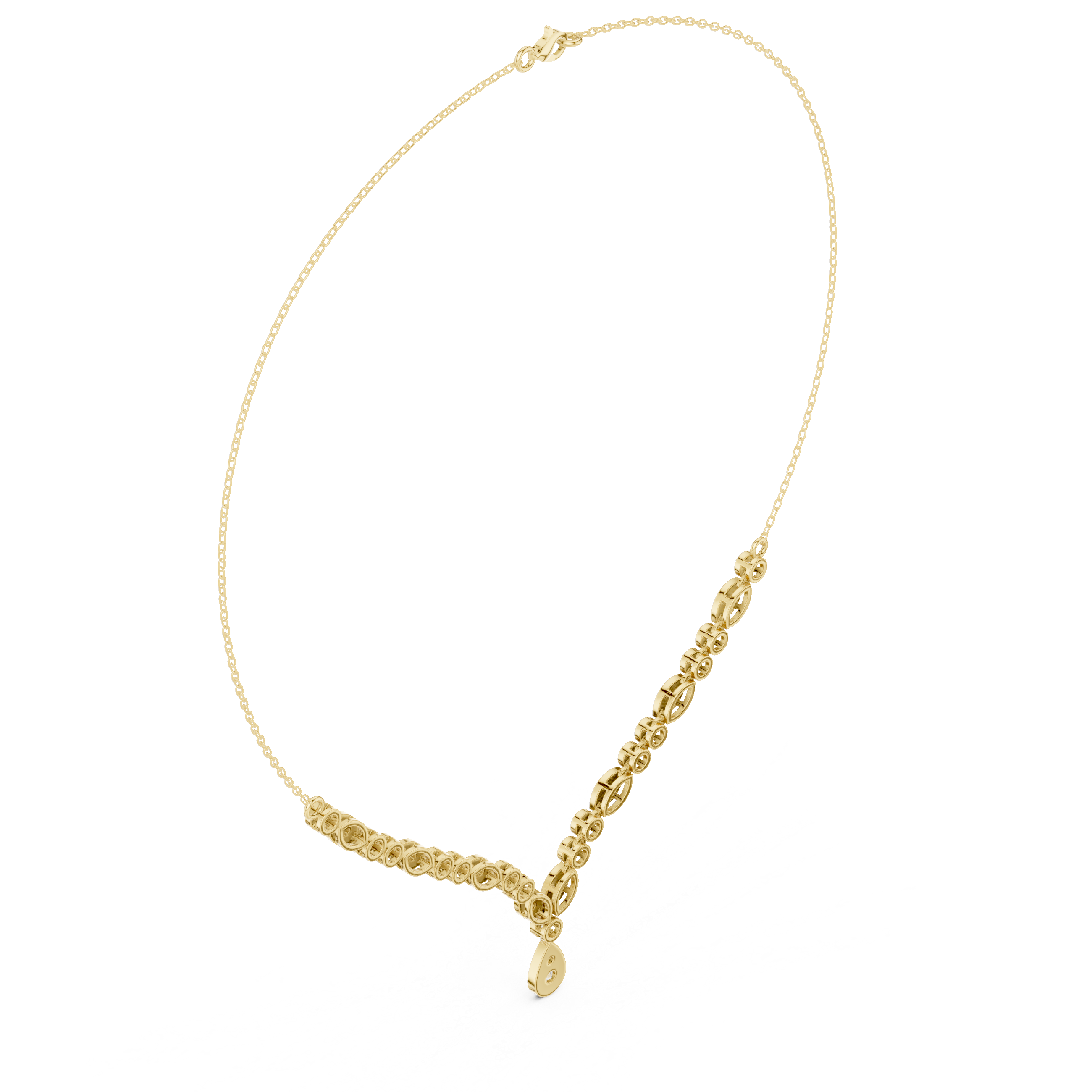 Marquise & Round Diamond Necklace with Teardrop Pendant