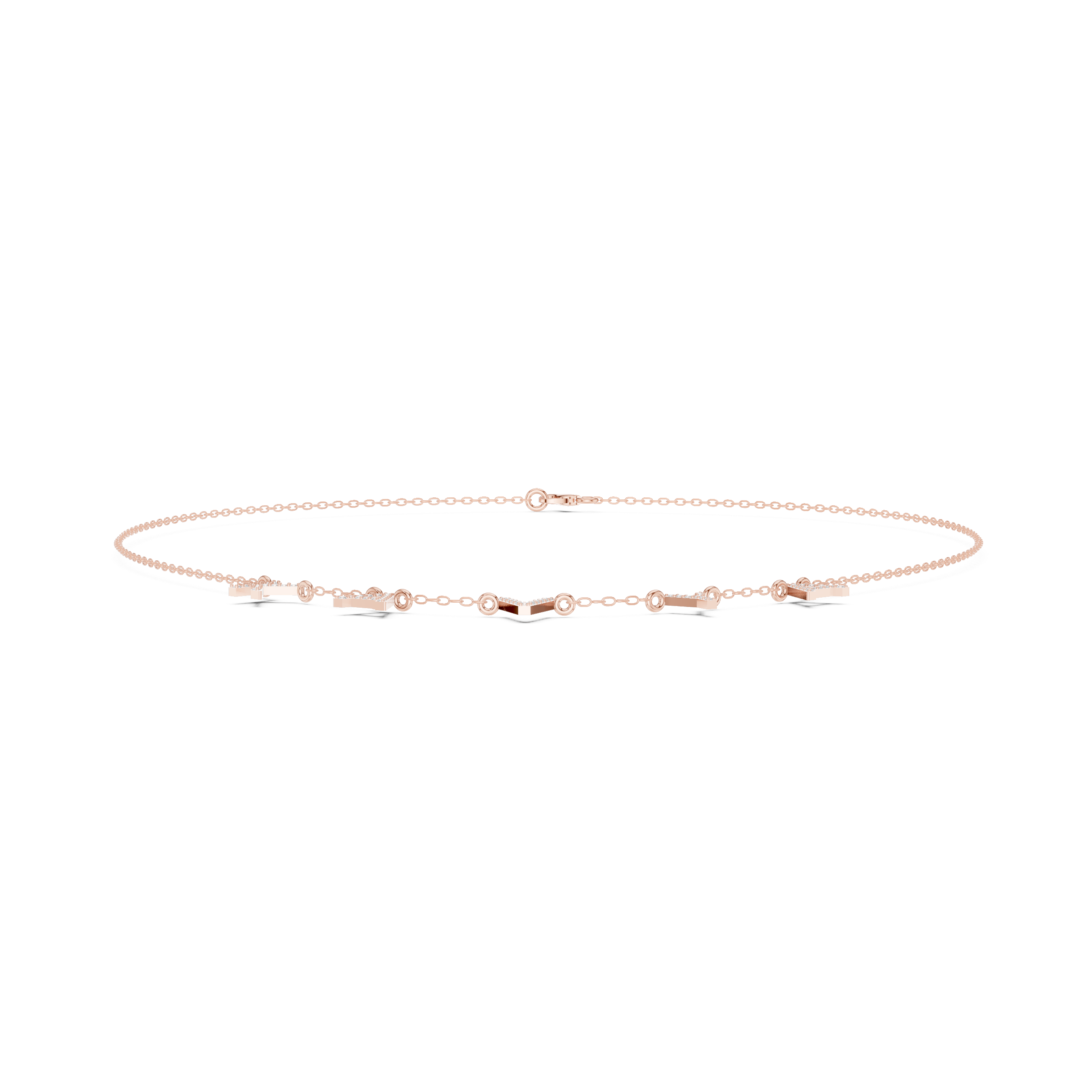 Geometric V Motif Diamond Necklace – Minimal Modern Elegance