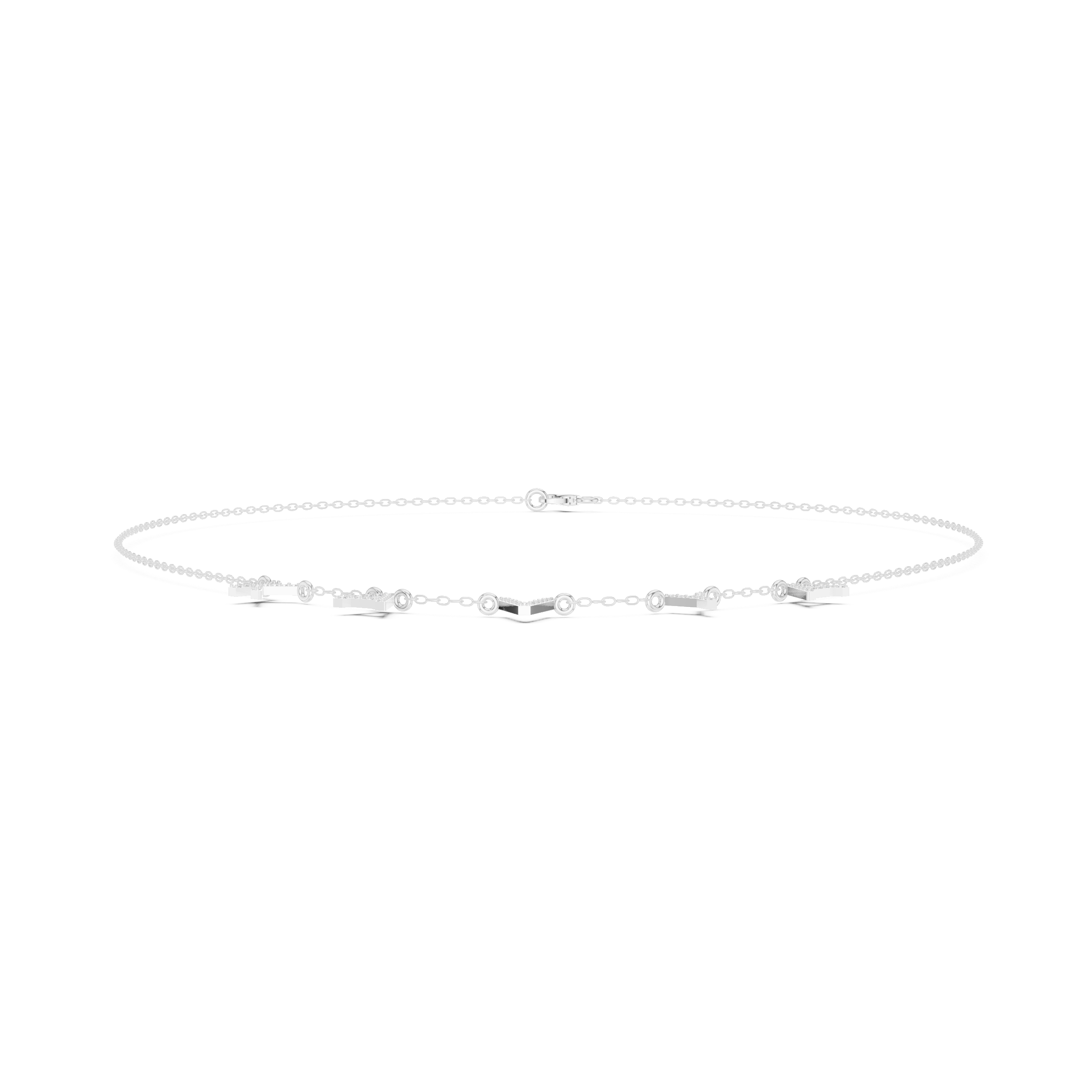 Geometric V Motif Diamond Necklace – Minimal Modern Elegance
