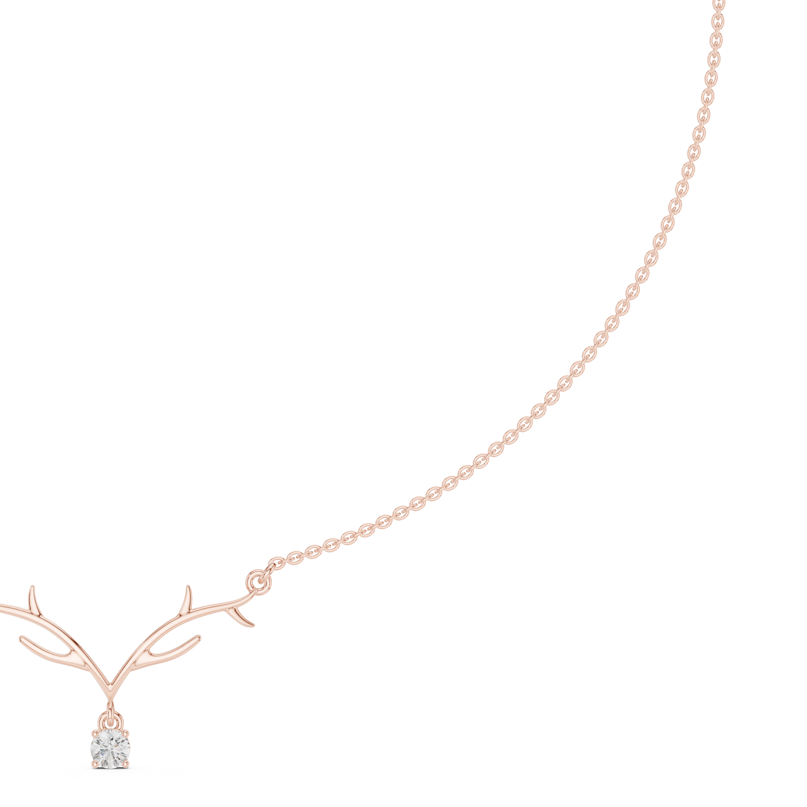 Minimalist Branch Pendant Necklace with Solitaire Drop