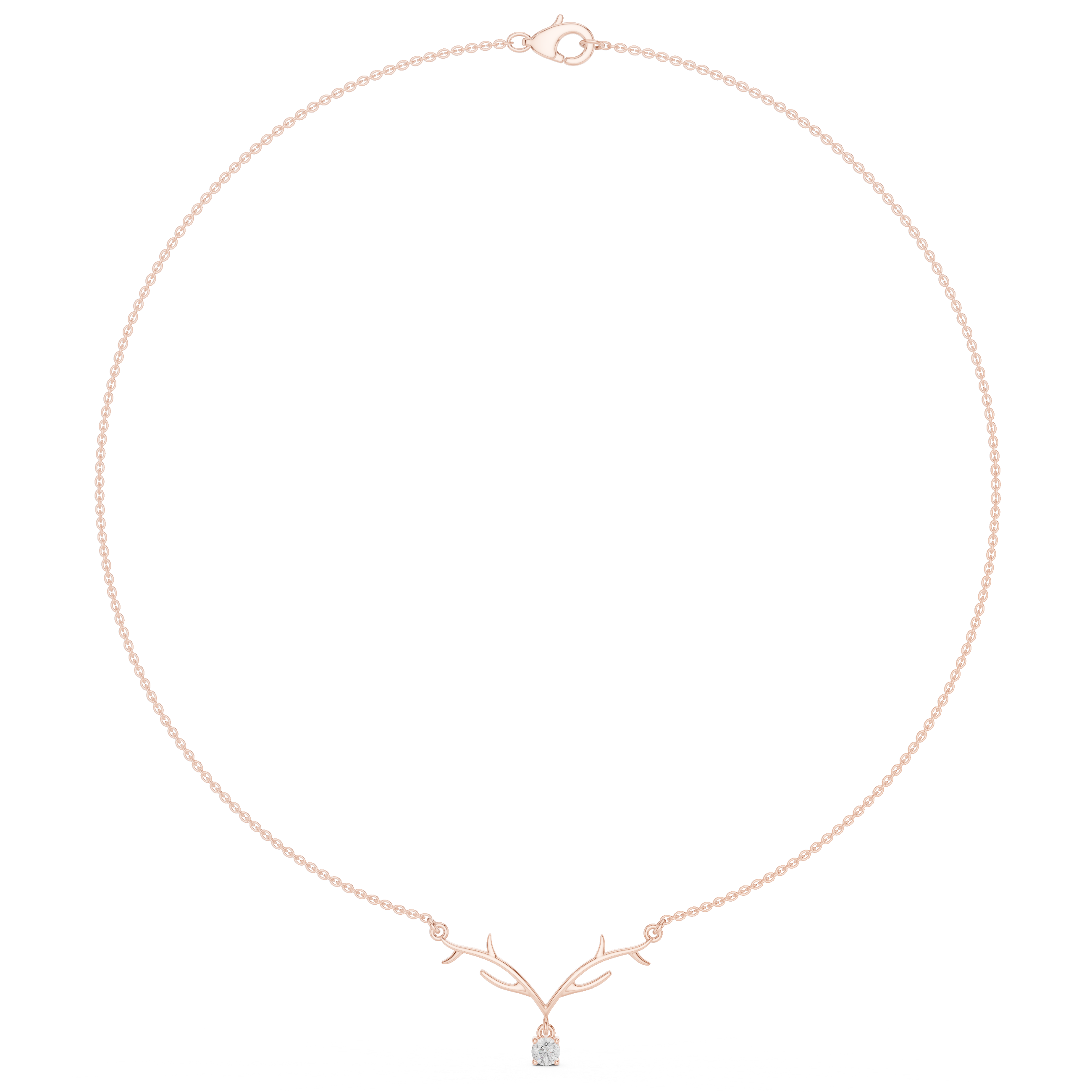 Minimalist Branch Pendant Necklace with Solitaire Drop