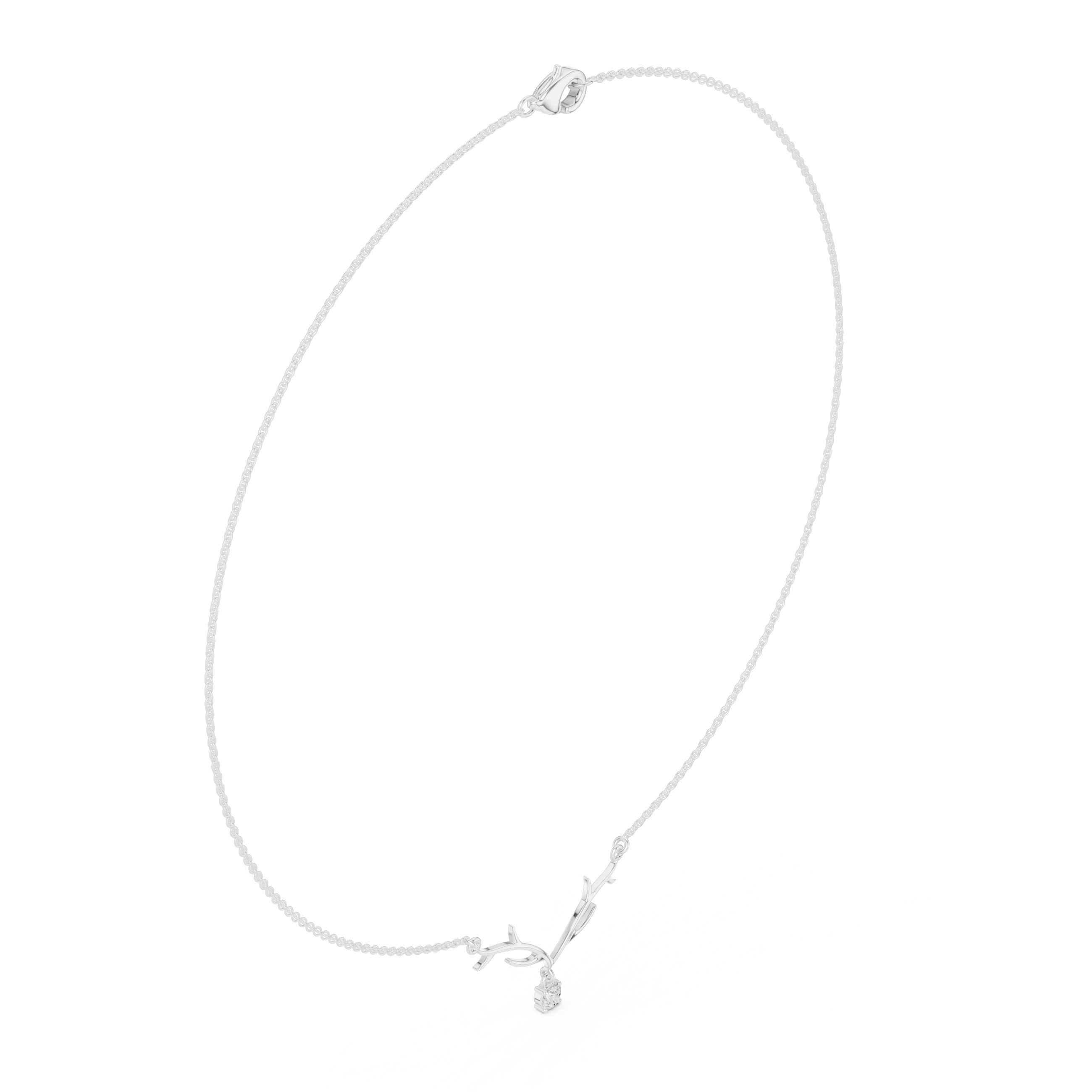 Minimalist Branch Pendant Necklace with Solitaire Drop