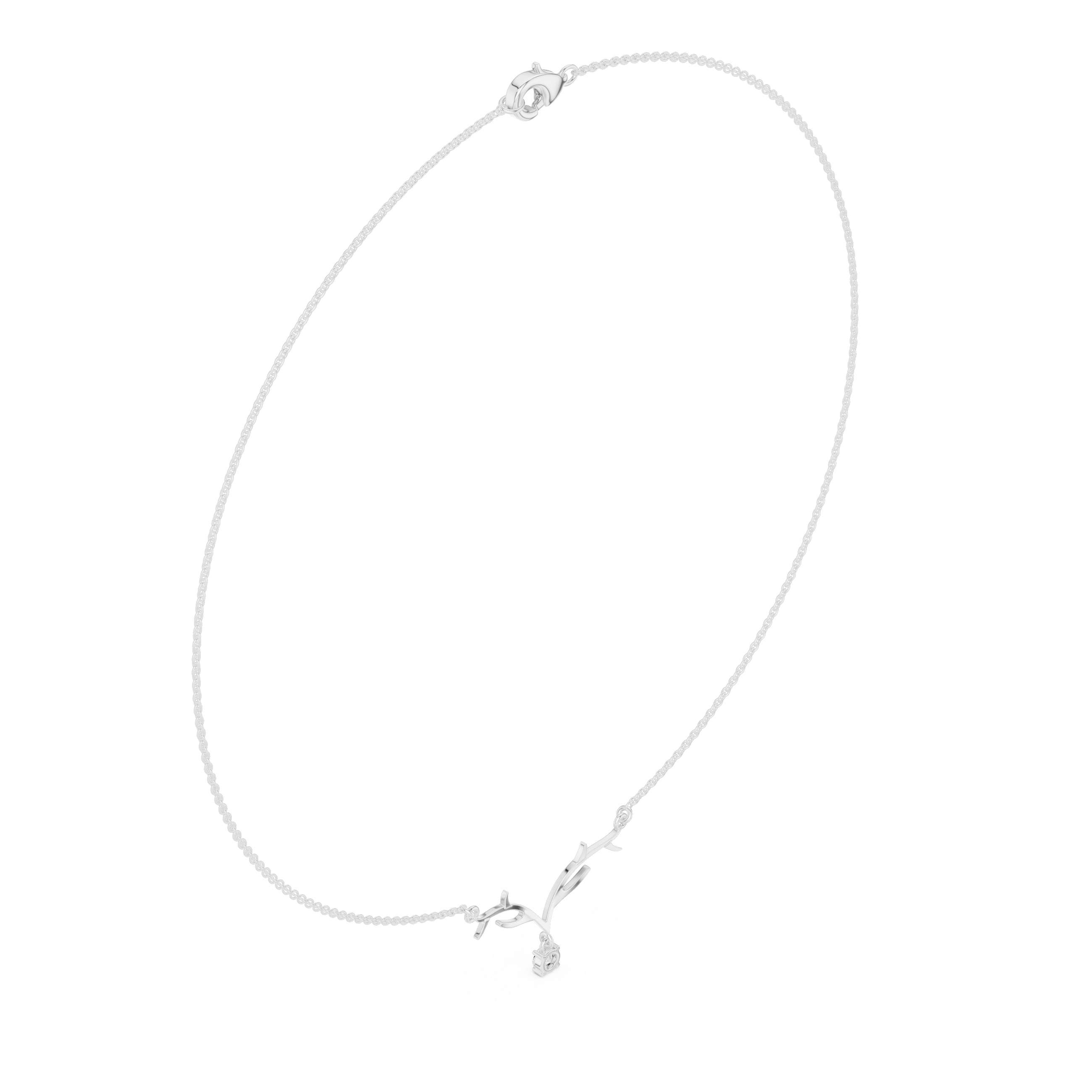 Minimalist Branch Pendant Necklace with Solitaire Drop