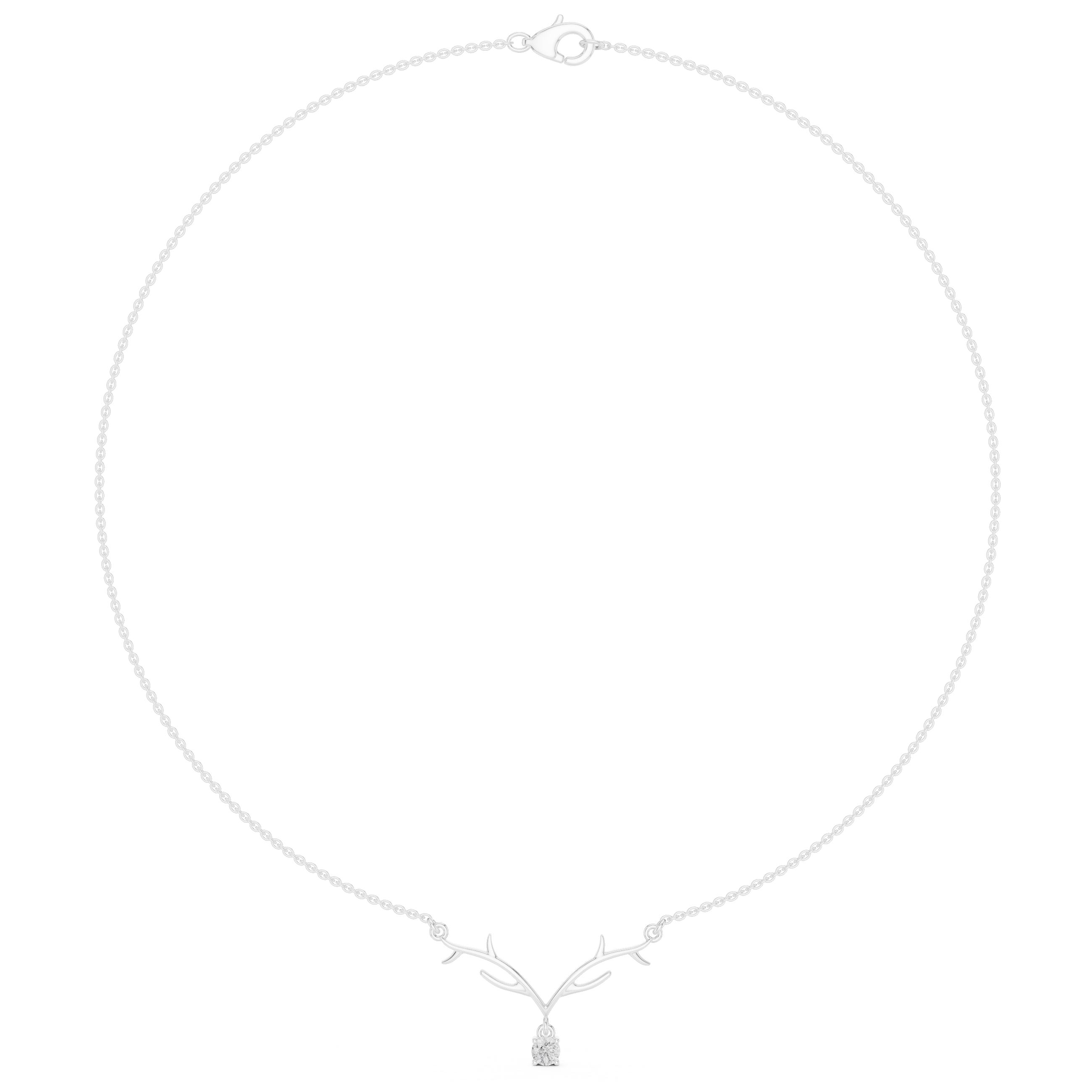 Minimalist Branch Pendant Necklace with Solitaire Drop