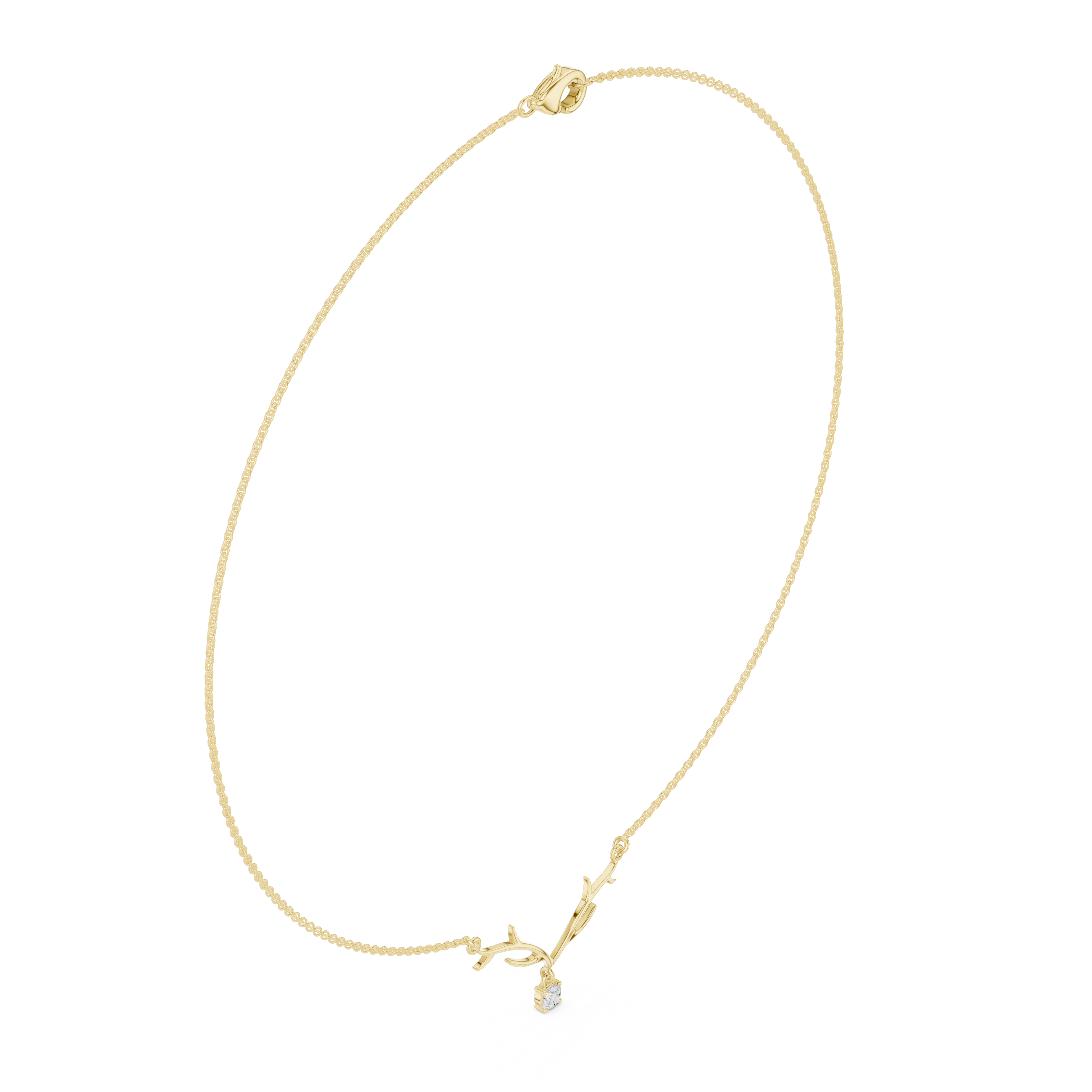 Minimalist Branch Pendant Necklace with Solitaire Drop