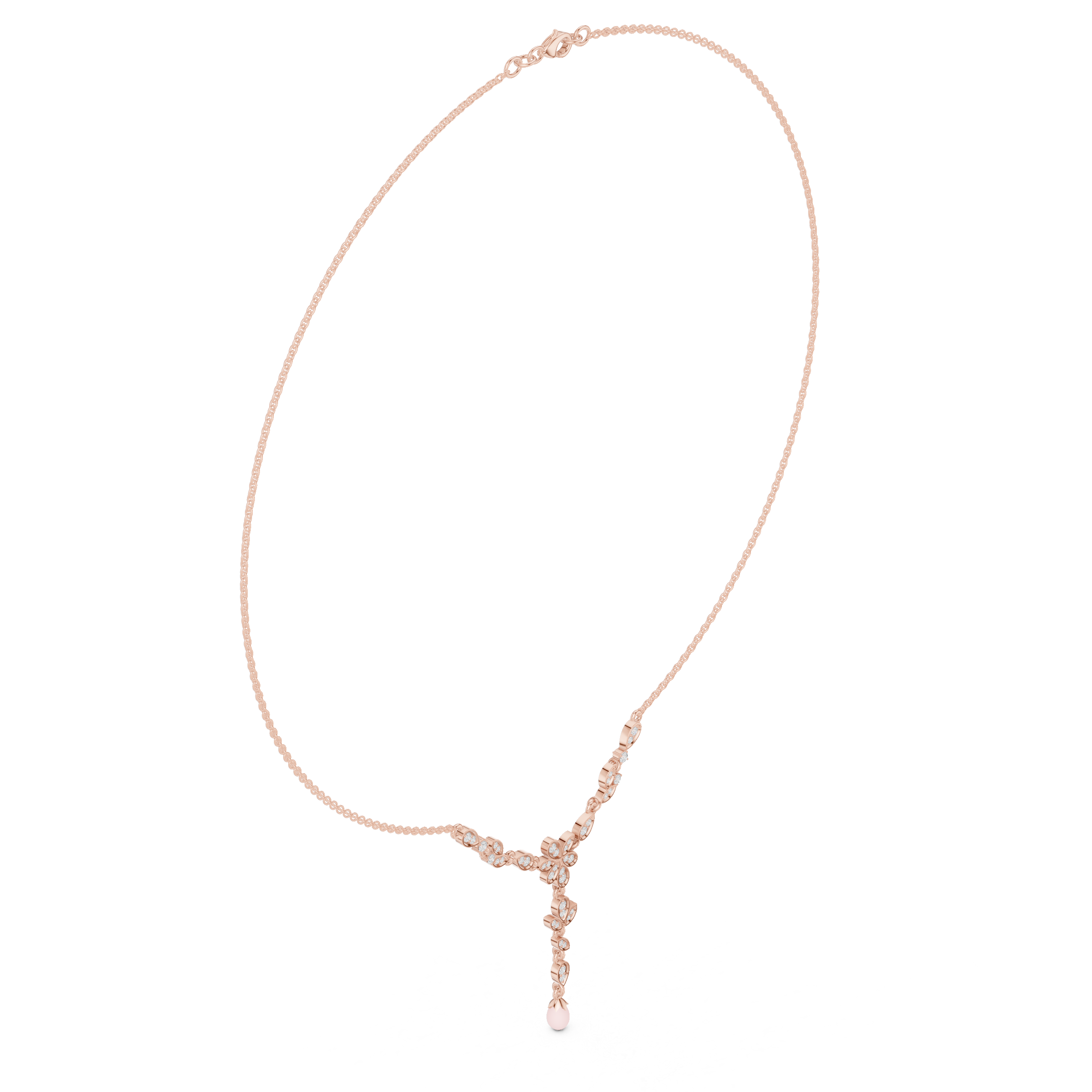 Floral Drop Diamond Necklace – Elegant Leaf Motif Design