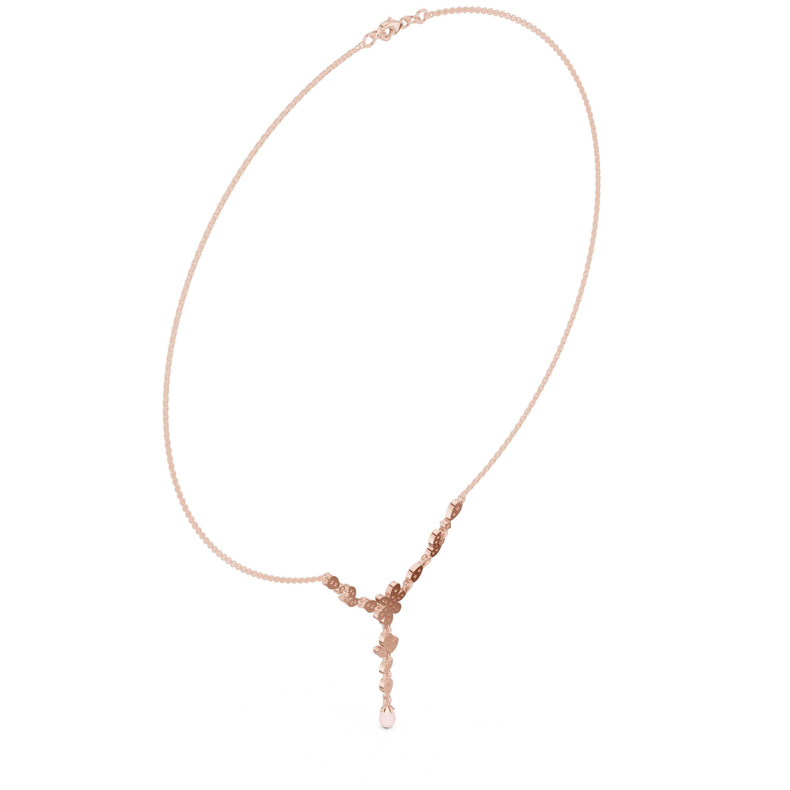 Floral Drop Diamond Necklace – Elegant Leaf Motif Design