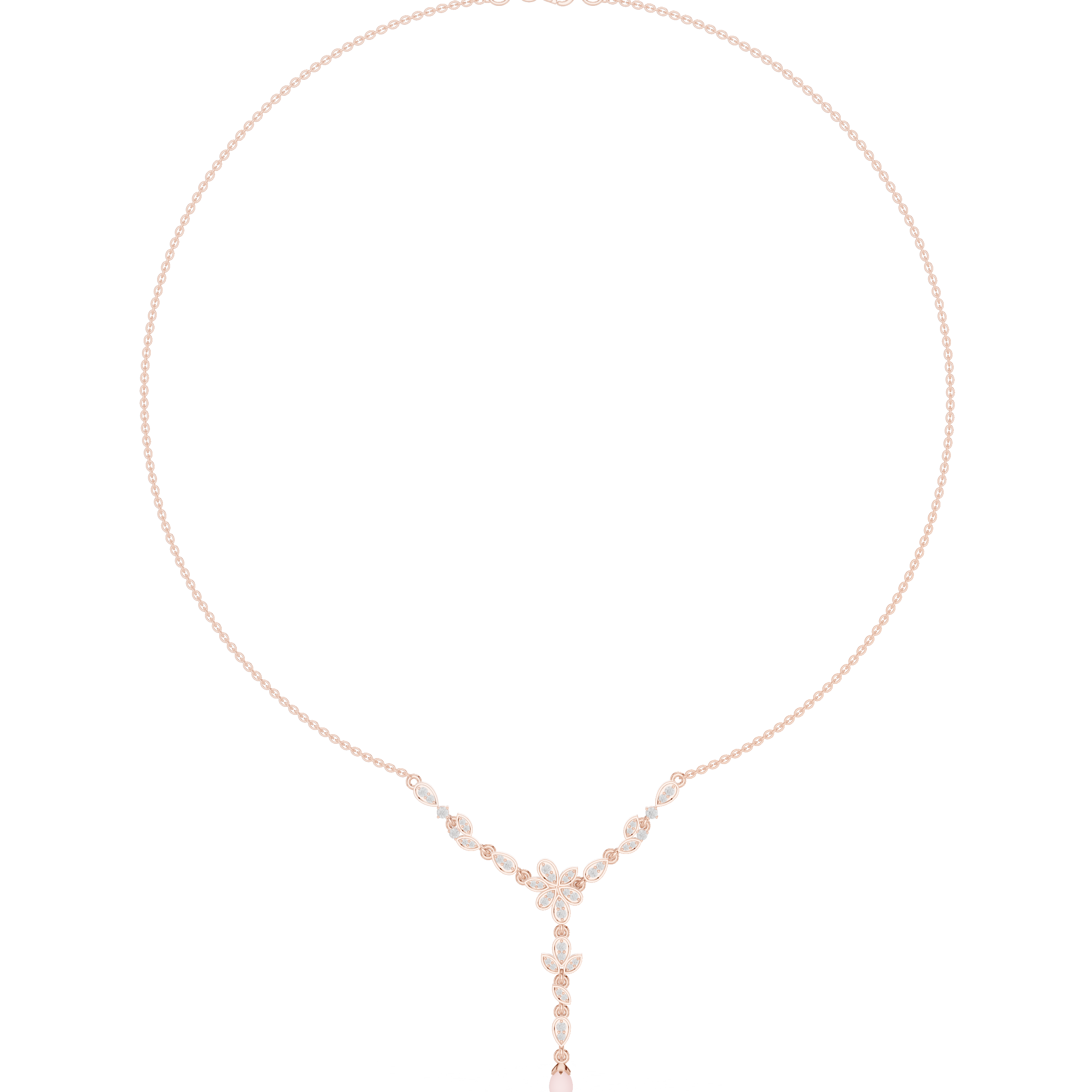 Floral Drop Diamond Necklace – Elegant Leaf Motif Design