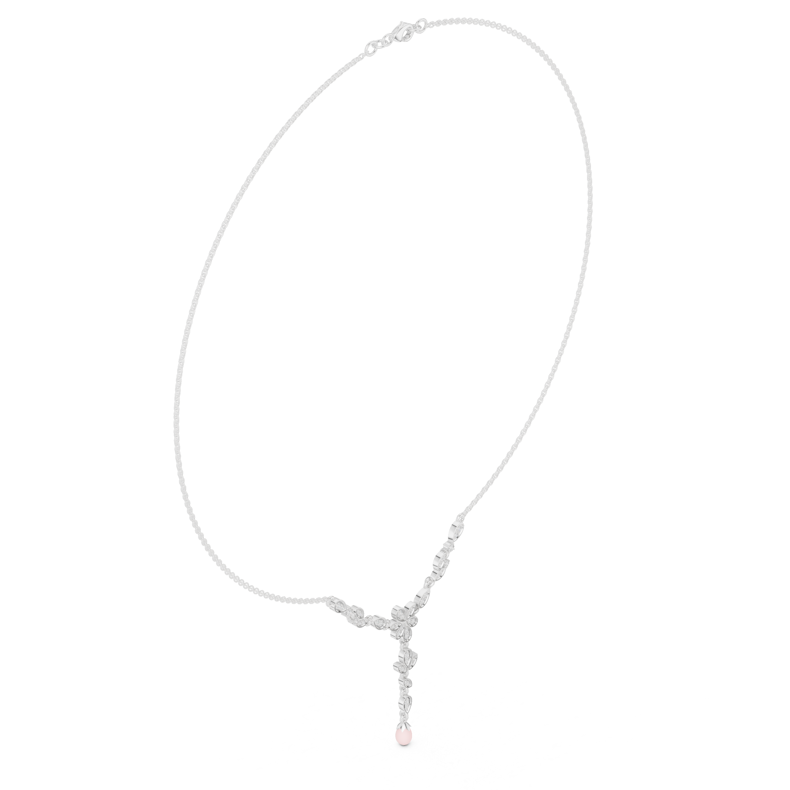 Floral Drop Diamond Necklace – Elegant Leaf Motif Design