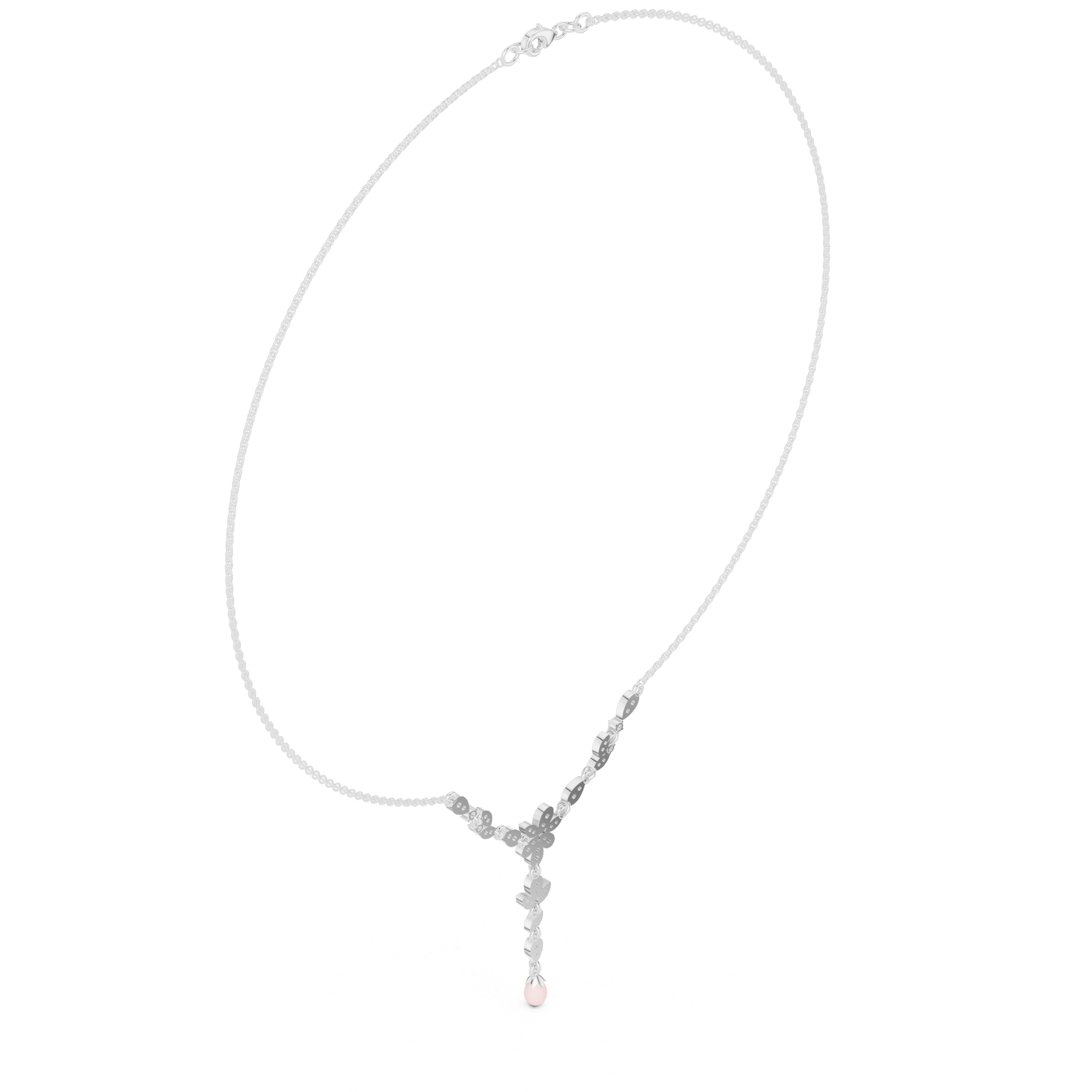 Floral Drop Diamond Necklace – Elegant Leaf Motif Design