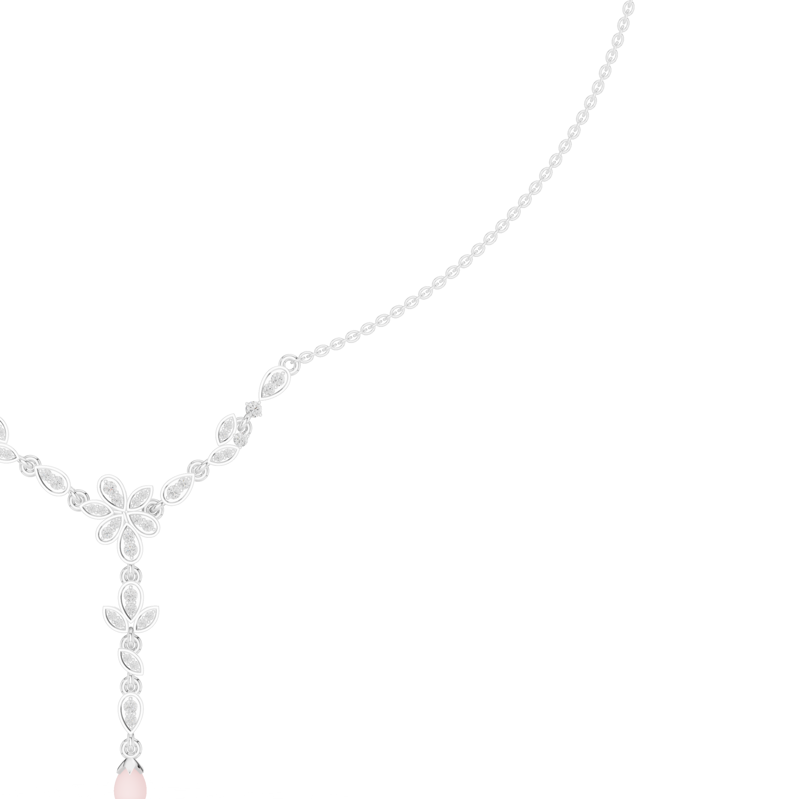 Floral Drop Diamond Necklace – Elegant Leaf Motif Design