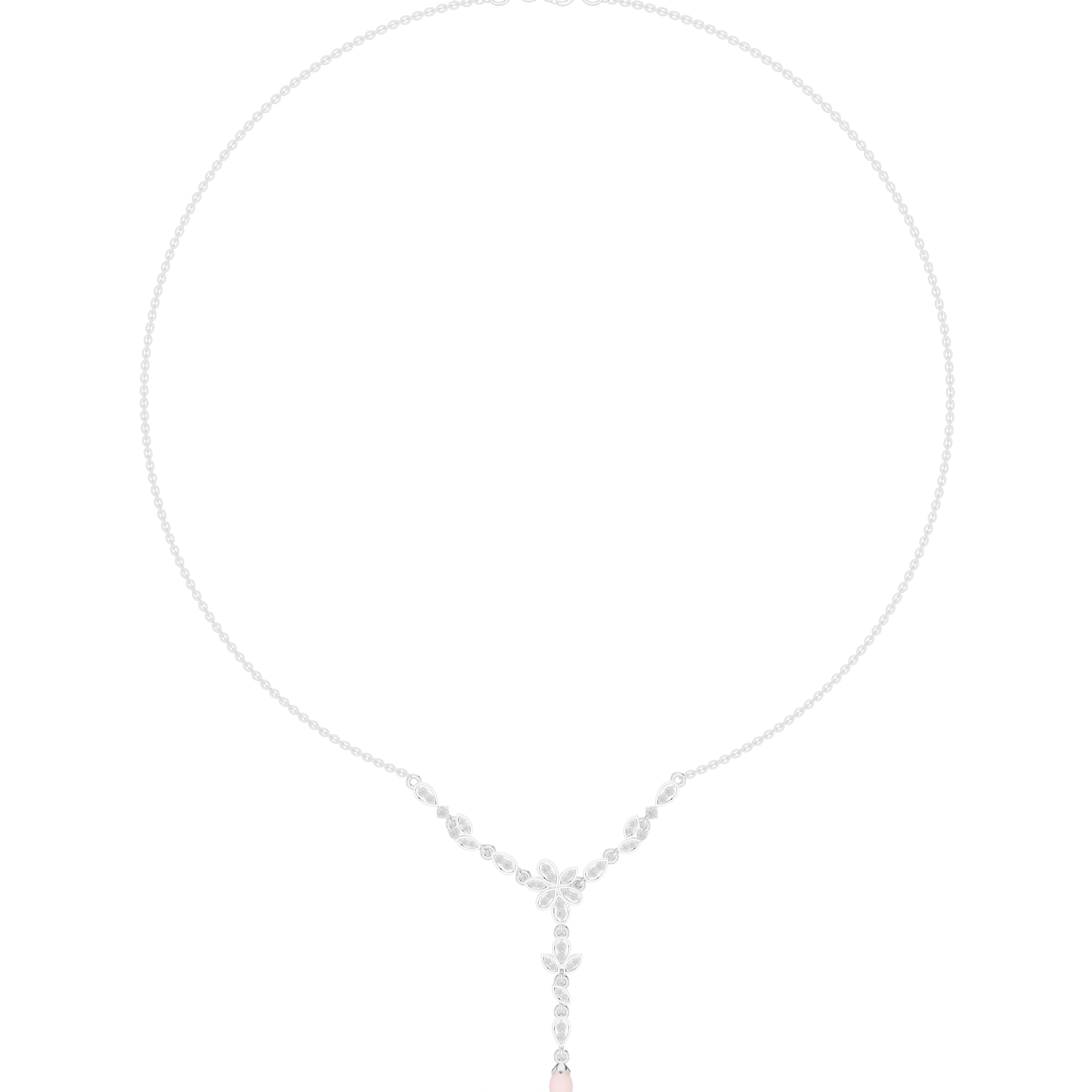 Floral Drop Diamond Necklace – Elegant Leaf Motif Design
