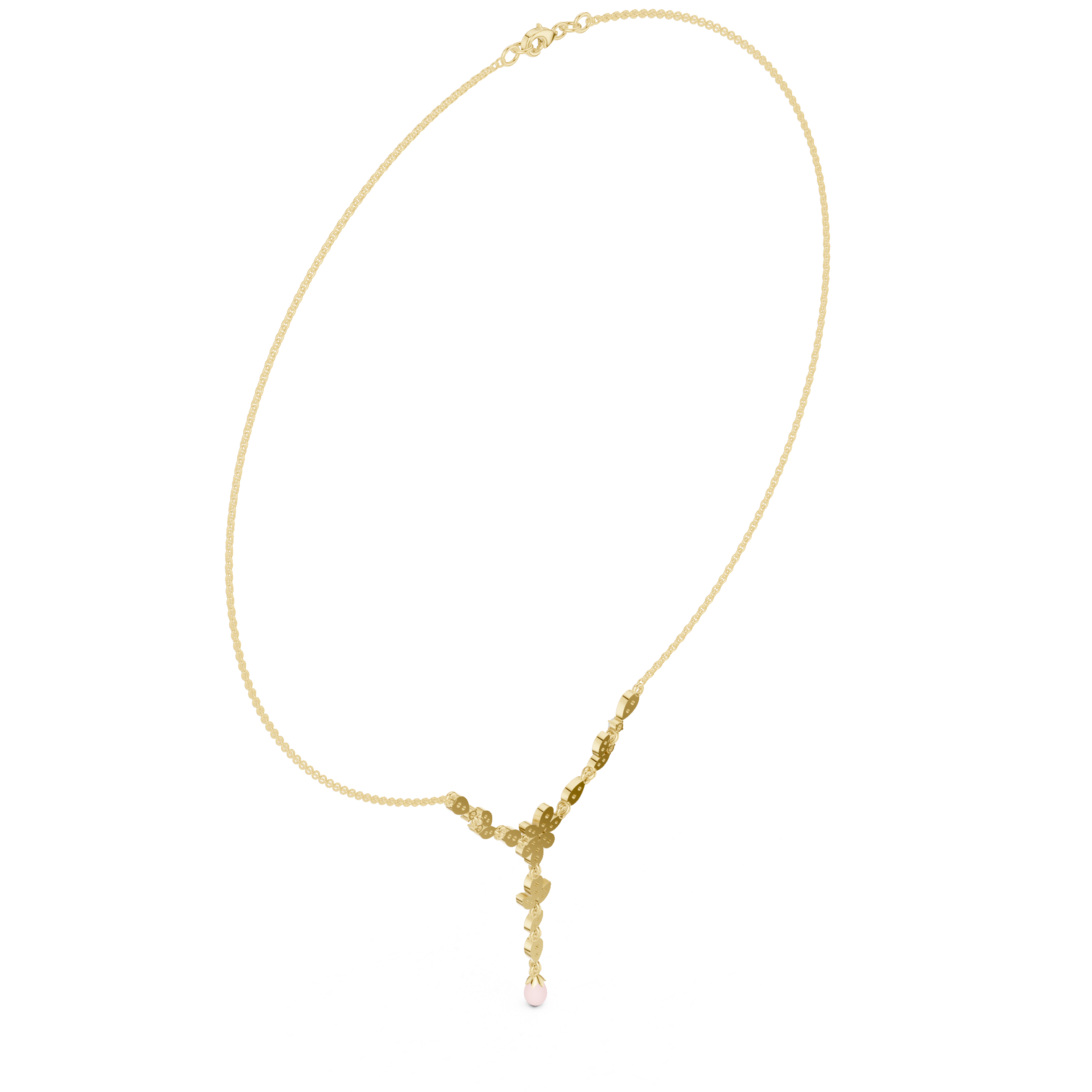 Floral Drop Diamond Necklace – Elegant Leaf Motif Design