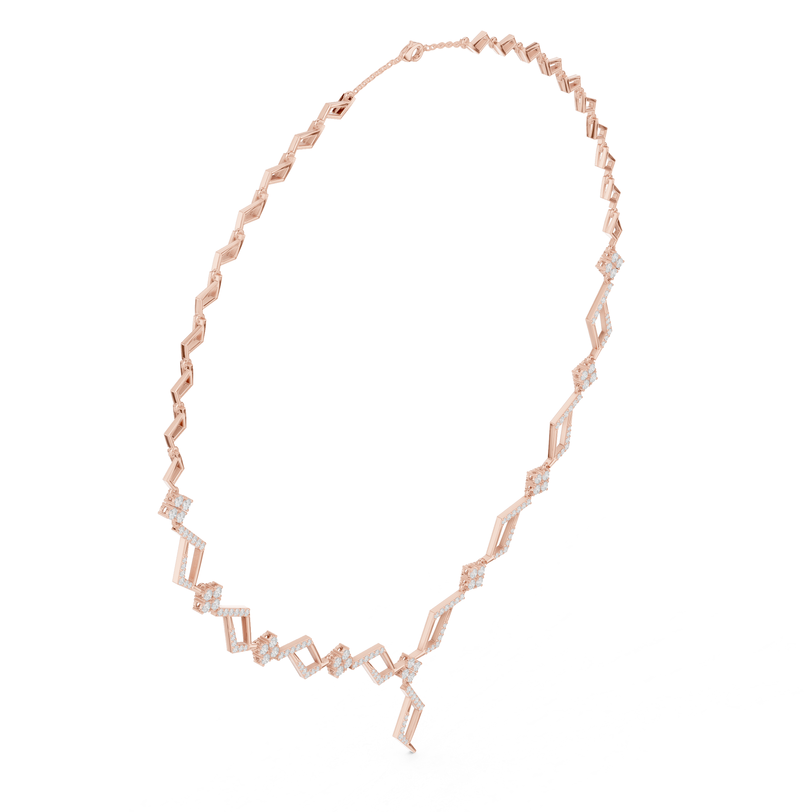 Geometric Diamond Necklace – Modern Zigzag Statement Design