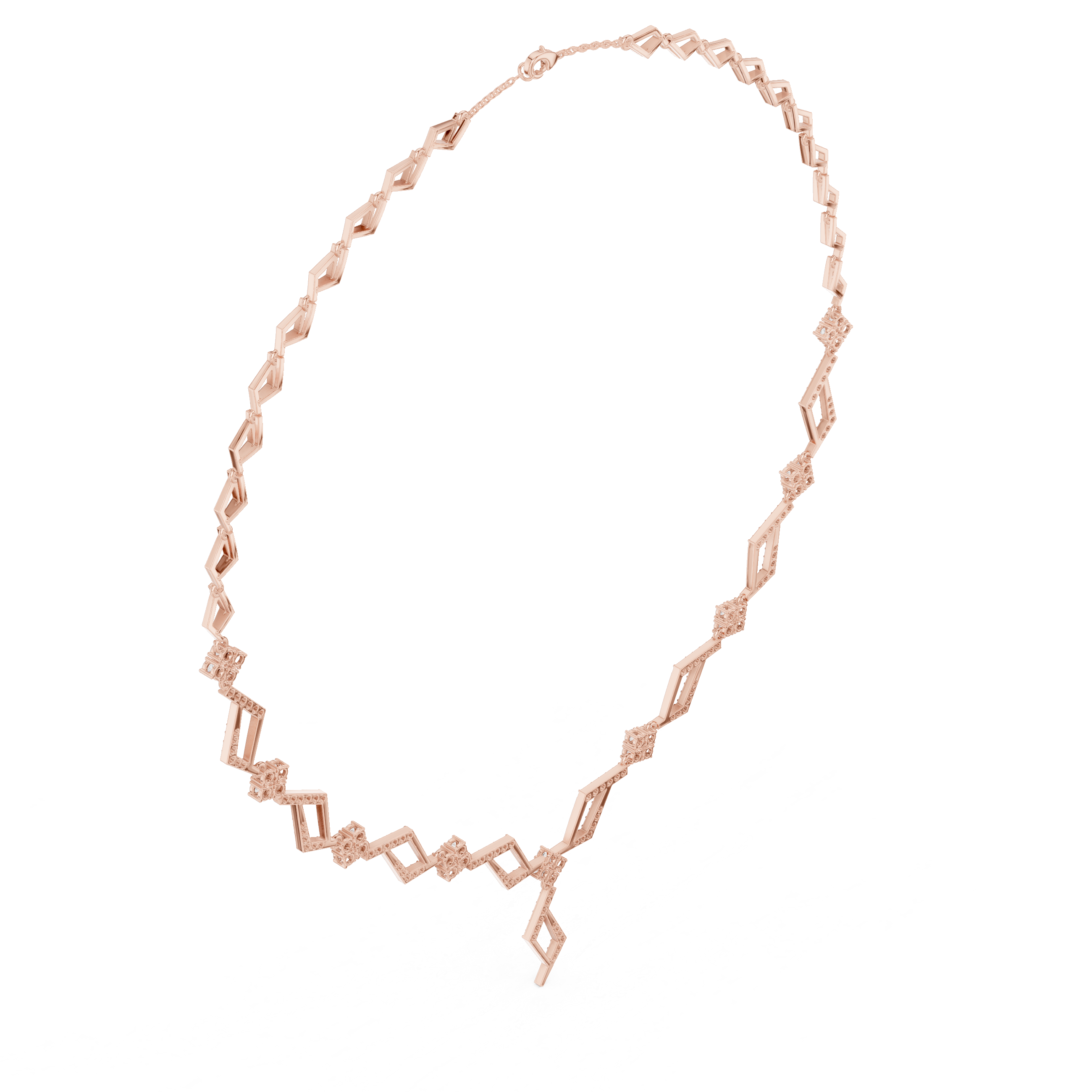 Geometric Diamond Necklace – Modern Zigzag Statement Design
