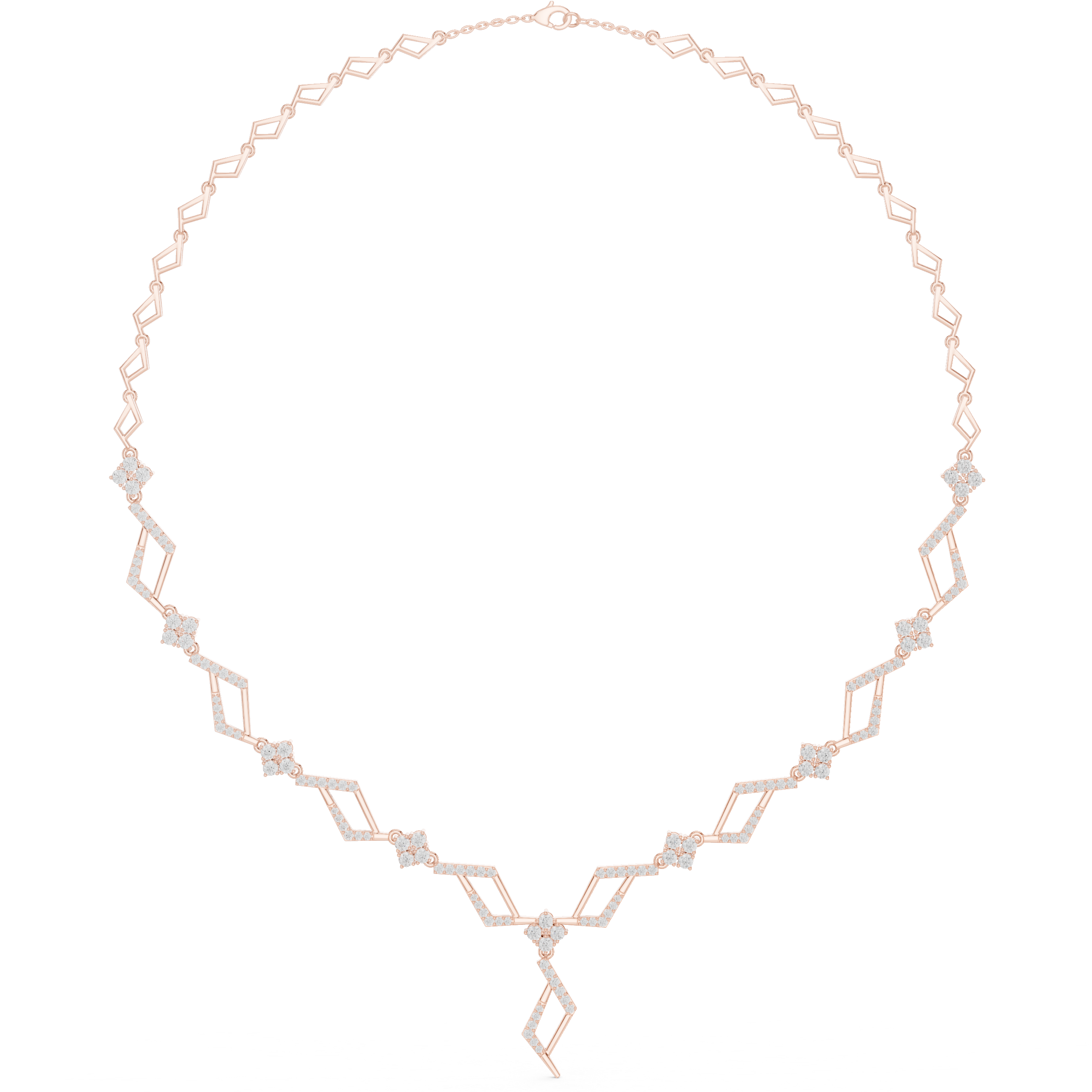 Geometric Diamond Necklace – Modern Zigzag Statement Design