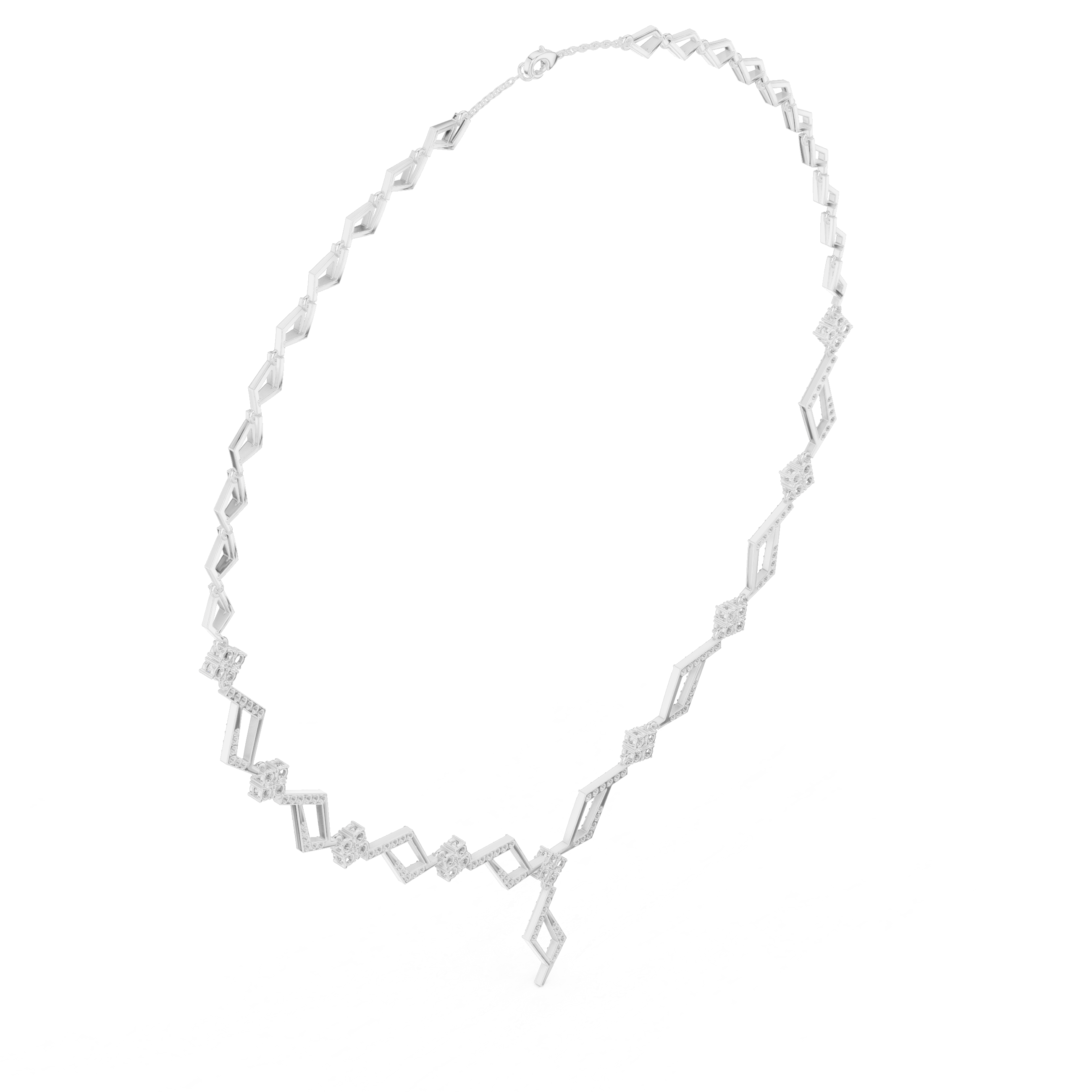 Geometric Diamond Necklace – Modern Zigzag Statement Design